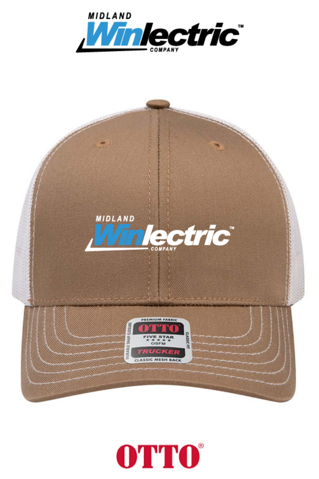 **BULK BUY SPECIAL** OTTO CAP® 6 Panel Mid Profile Mesh Back Trucker Hat - Winlectric of Midland
