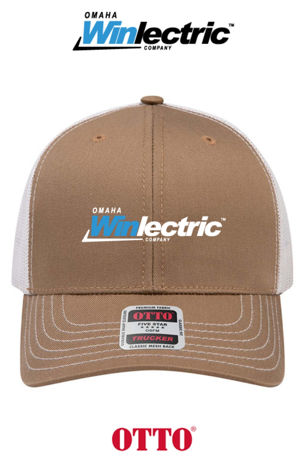**BULK BUY SPECIAL** OTTO CAP® 6 Panel Mid Profile Mesh Back Trucker Hat - Omaha Winlectric