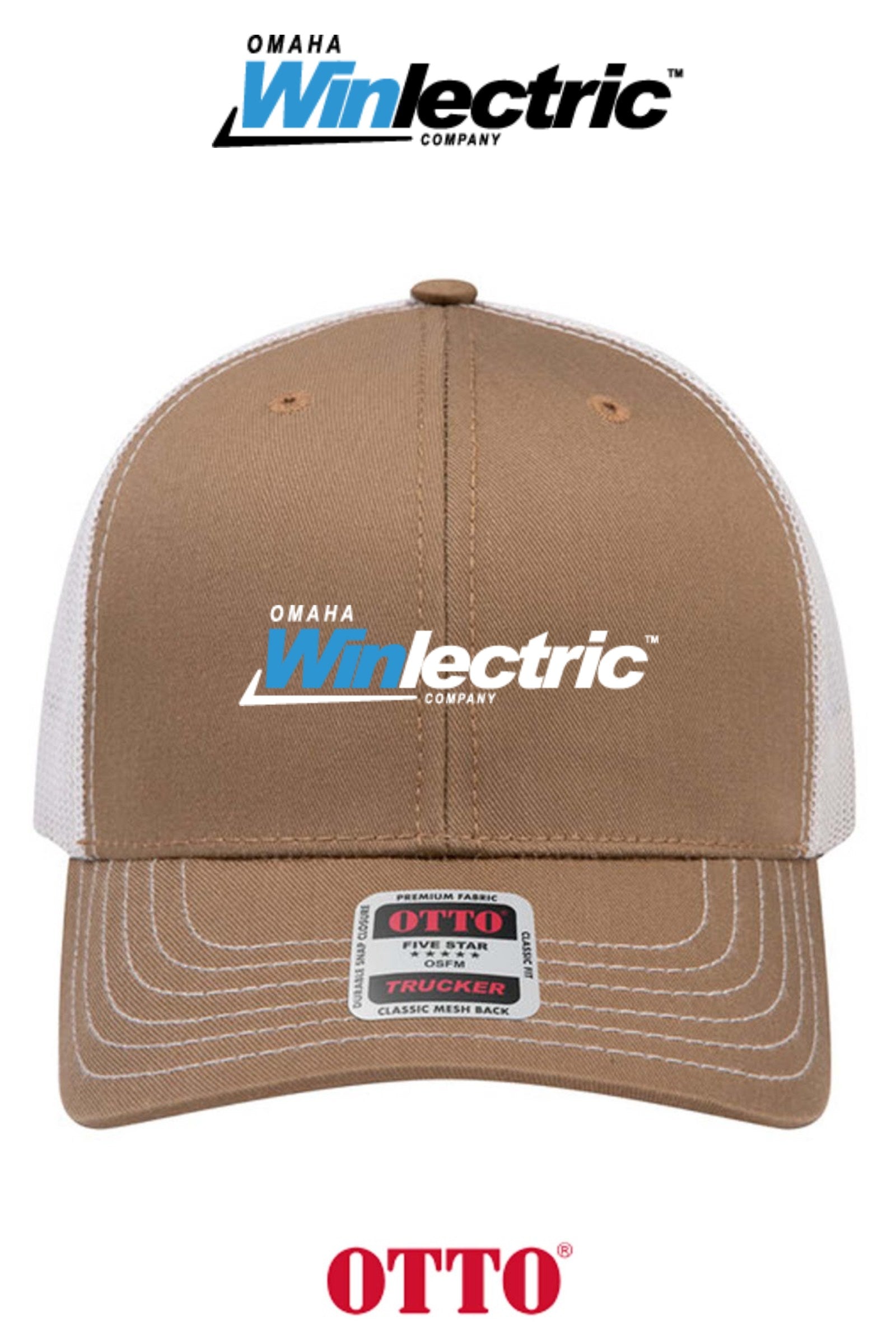**BULK BUY SPECIAL** OTTO CAP® 6 Panel Mid Profile Mesh Back Trucker Hat - Omaha Winlectric