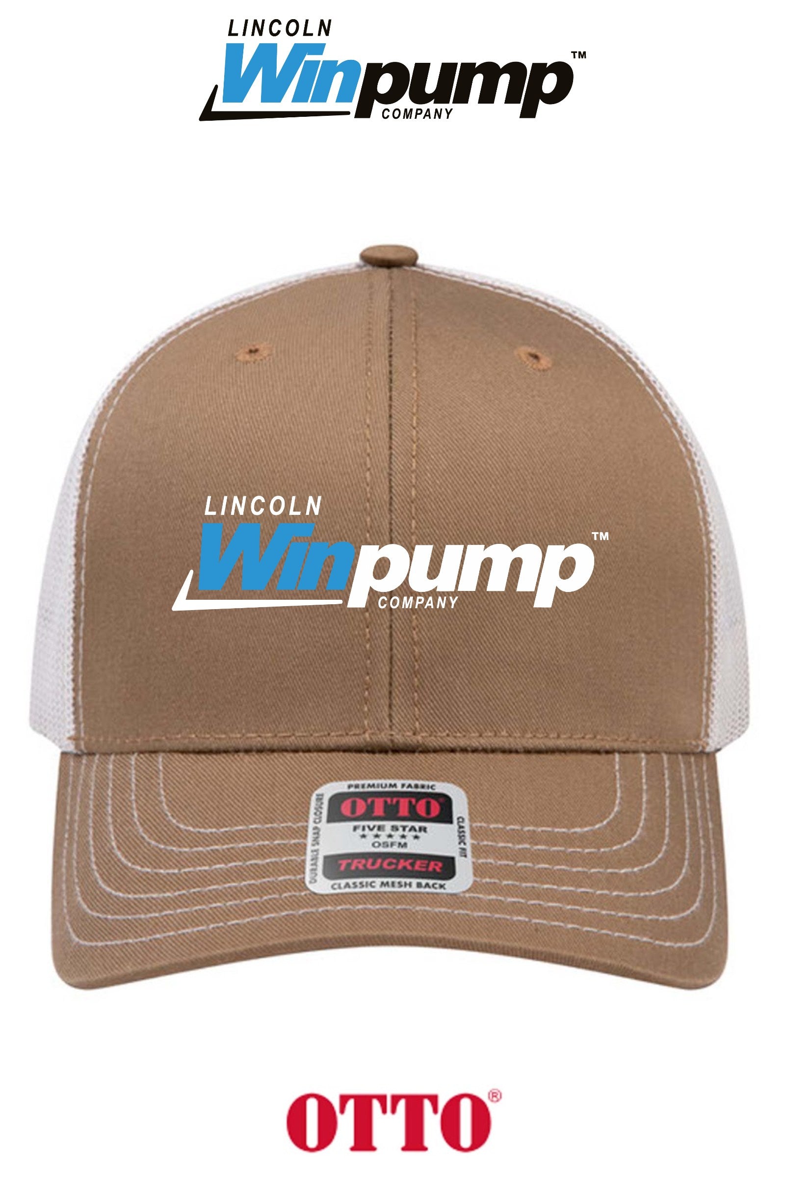 **BULK BUY SPECIAL** OTTO CAP® 6 Panel Mid Profile Mesh Back Trucker Hat - Lincoln Winpump