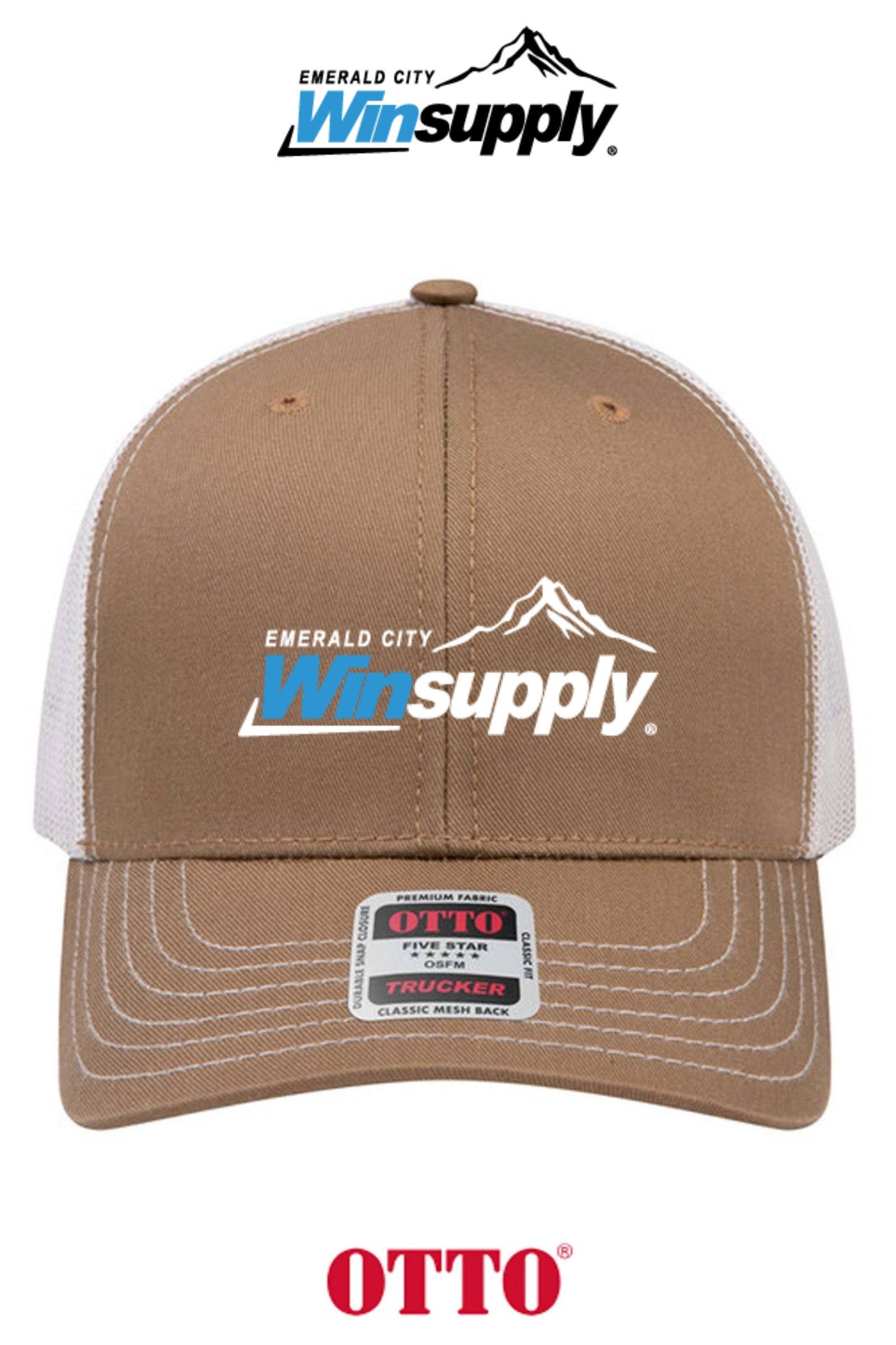 **BULK BUY SPECIAL** OTTO CAP® 6 Panel Mid Profile Mesh Back Trucker Hat - Winsupply Emerald City