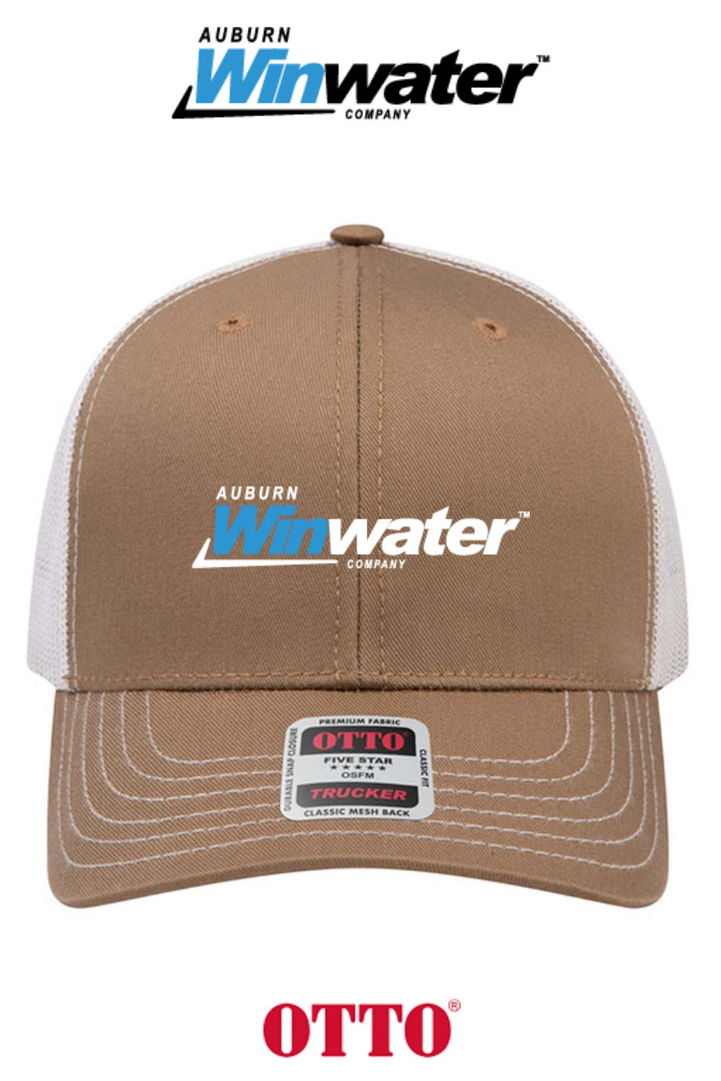 **BULK BUY SPECIAL** OTTO CAP® 6 Panel Mid Profile Mesh Back Trucker Hat - Auburn Winwater