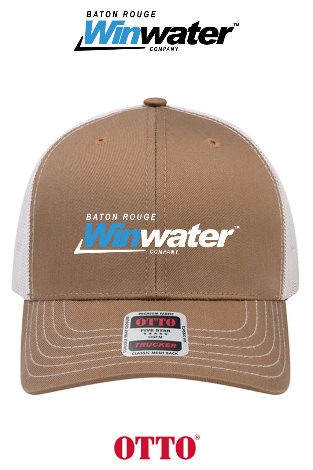 **BULK BUY SPECIAL** OTTO CAP® 6 Panel Mid Profile Mesh Back Trucker Hat - Baton Rouge Winwater