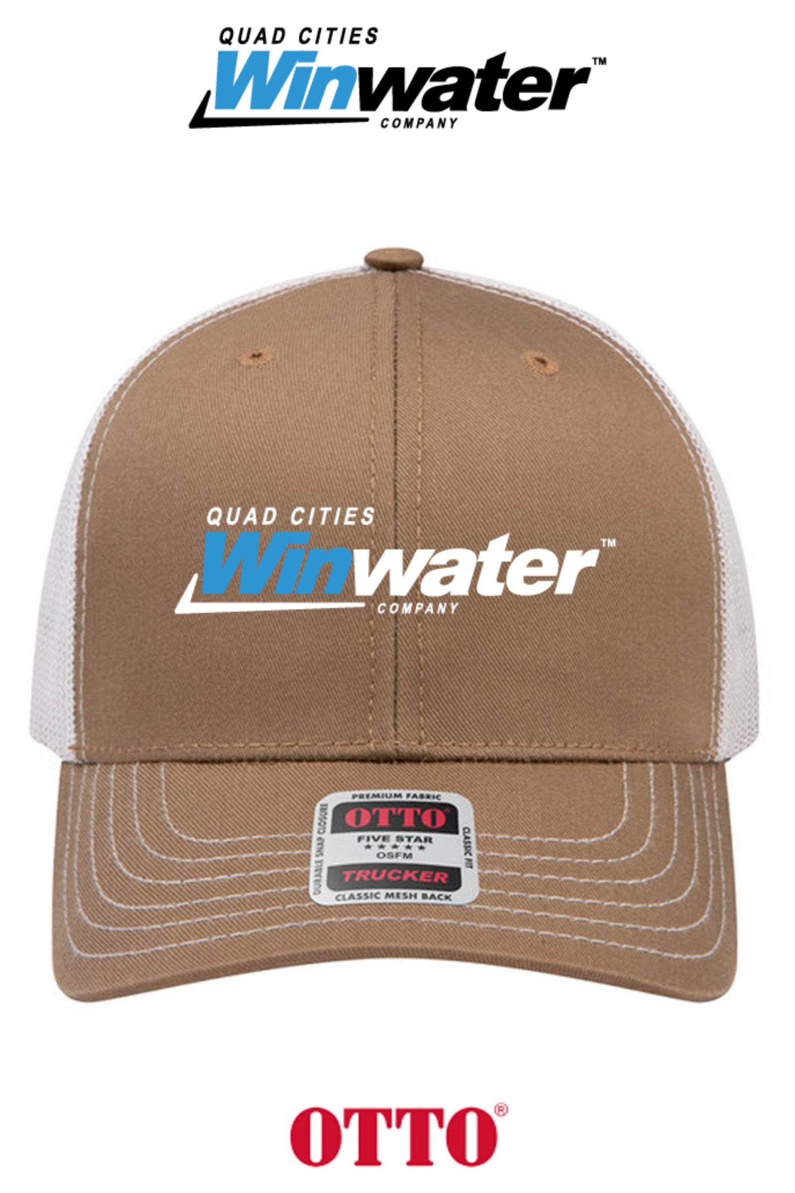 **BULK BUY SPECIAL** OTTO CAP® 6 Panel Mid Profile Mesh Back Trucker Hat - Quad Cities Winwater