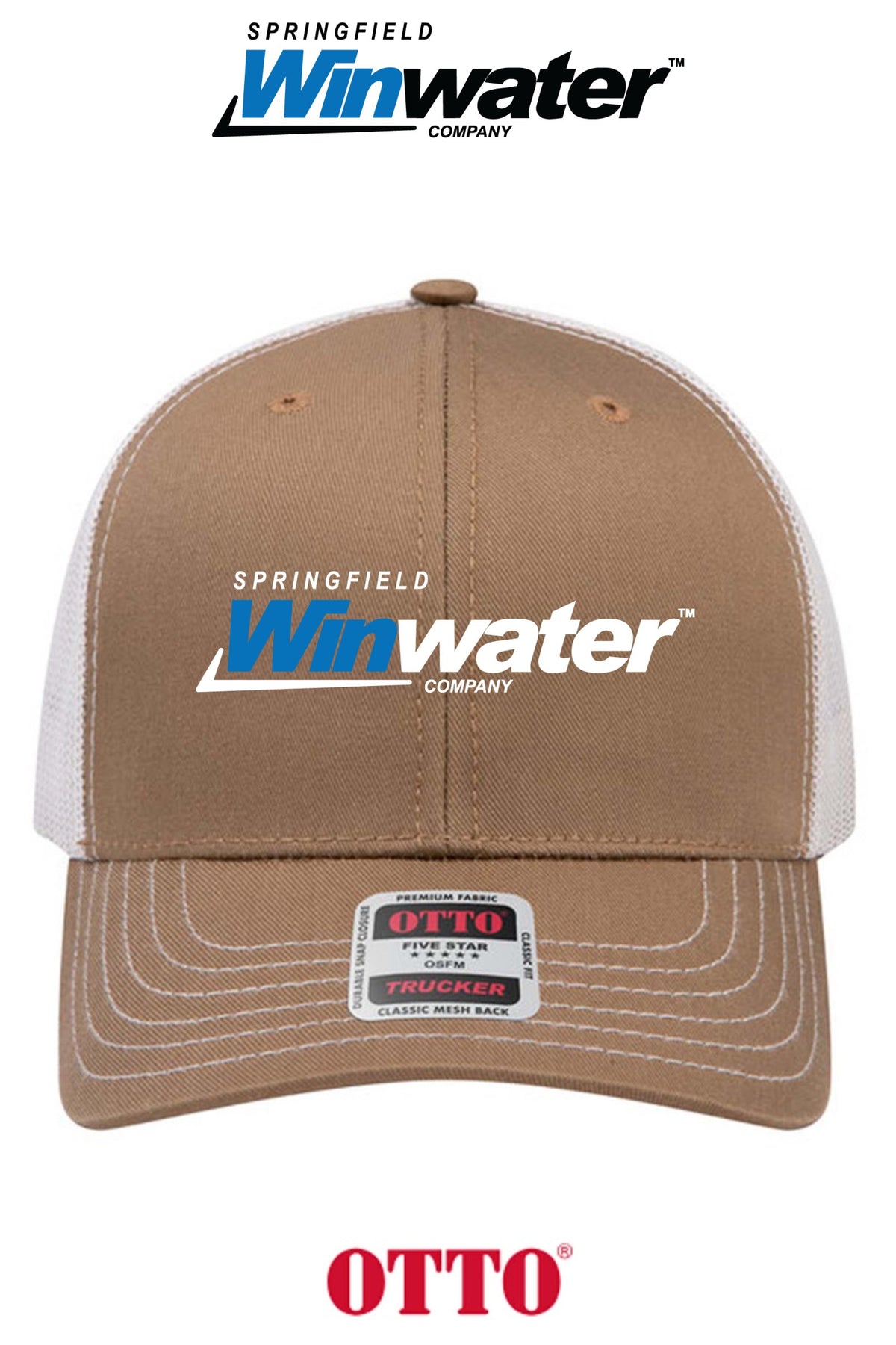 **BULK BUY SPECIAL** OTTO CAP® 6 Panel Mid Profile Mesh Back Trucker Hat - Springfield Winwater