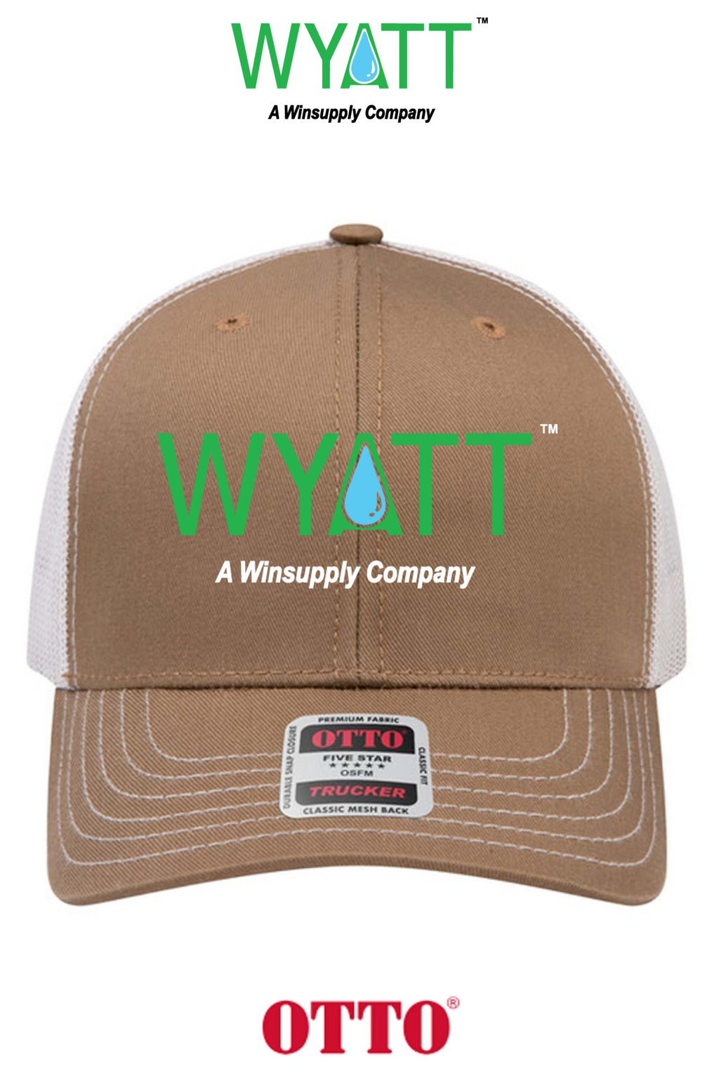 **BULK BUY SPECIAL** OTTO CAP® 6 Panel Mid Profile Mesh Back Trucker Hat - Wyatt Irrigation of Santa Rosa