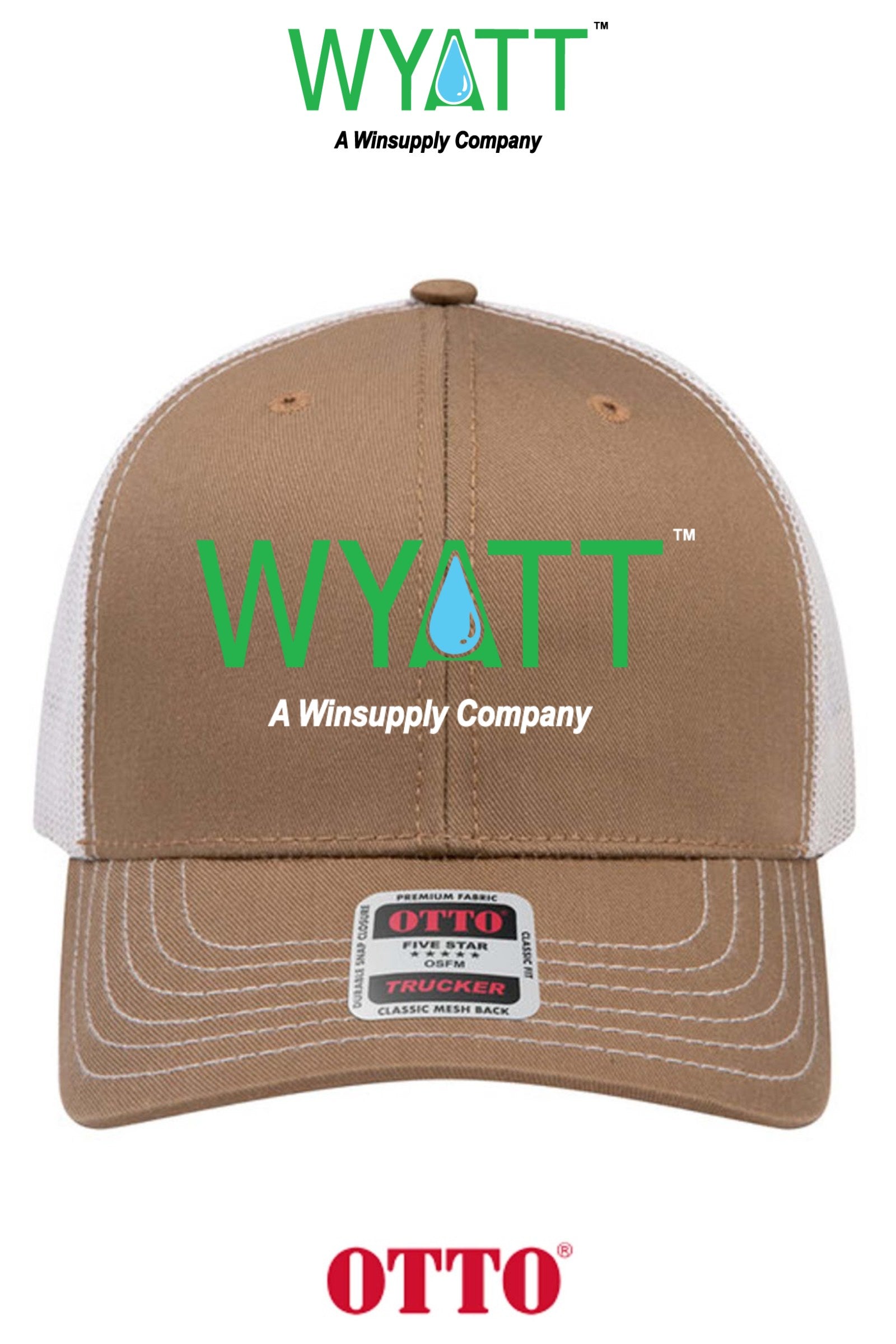 **BULK BUY SPECIAL** OTTO CAP® 6 Panel Mid Profile Mesh Back Trucker Hat - Wyatt Irrigation of Santa Rosa