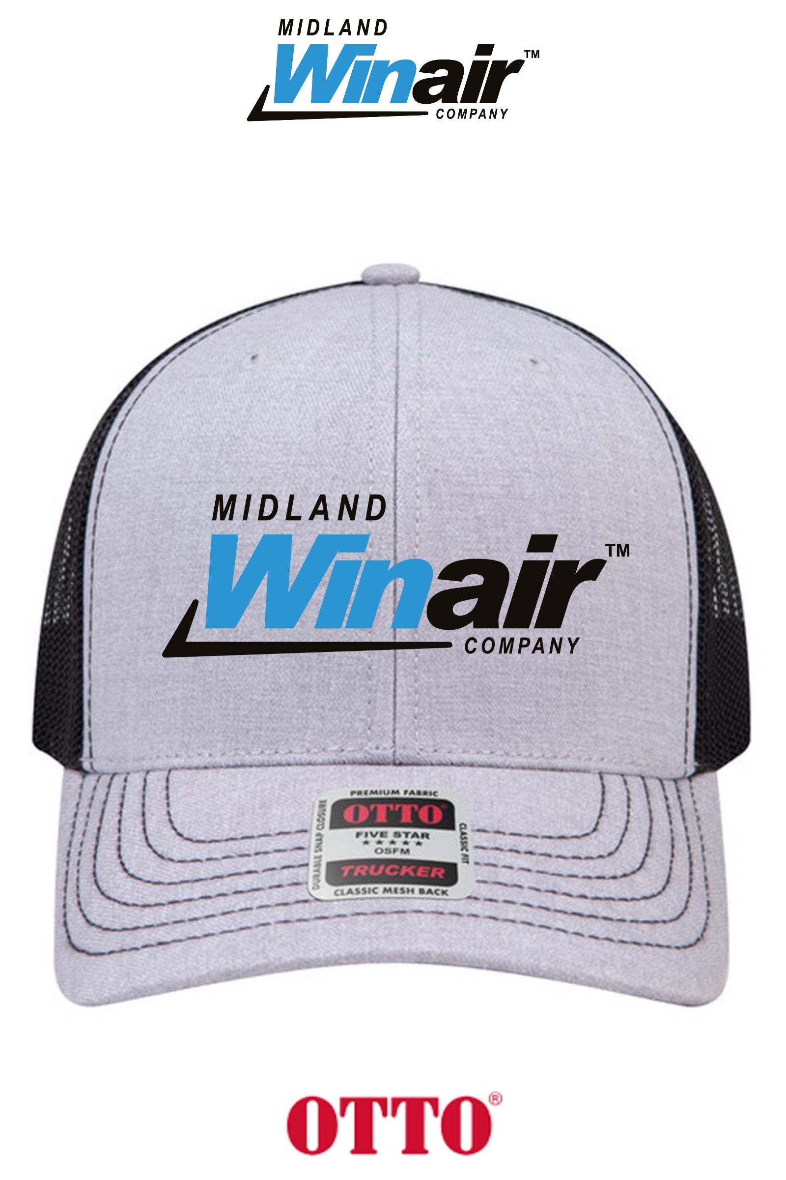 **BULK BUY SPECIAL** OTTO CAP® 6 Panel Mid Profile Mesh Back Trucker Hat - Midland Winair