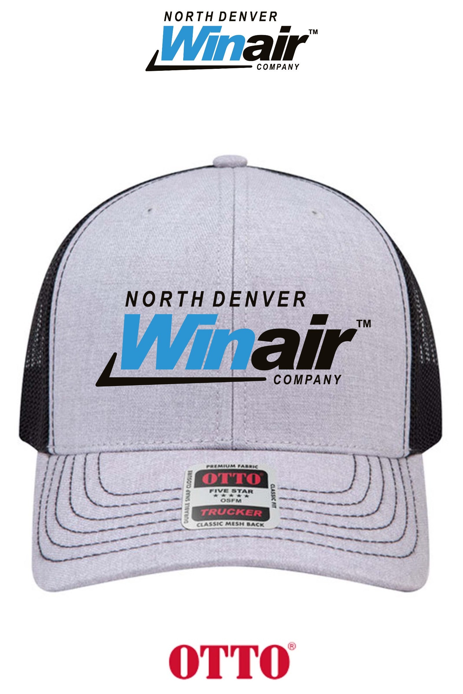 **BULK BUY SPECIAL** OTTO CAP® 6 Panel Mid Profile Mesh Back Trucker Hat - North Denver Winair