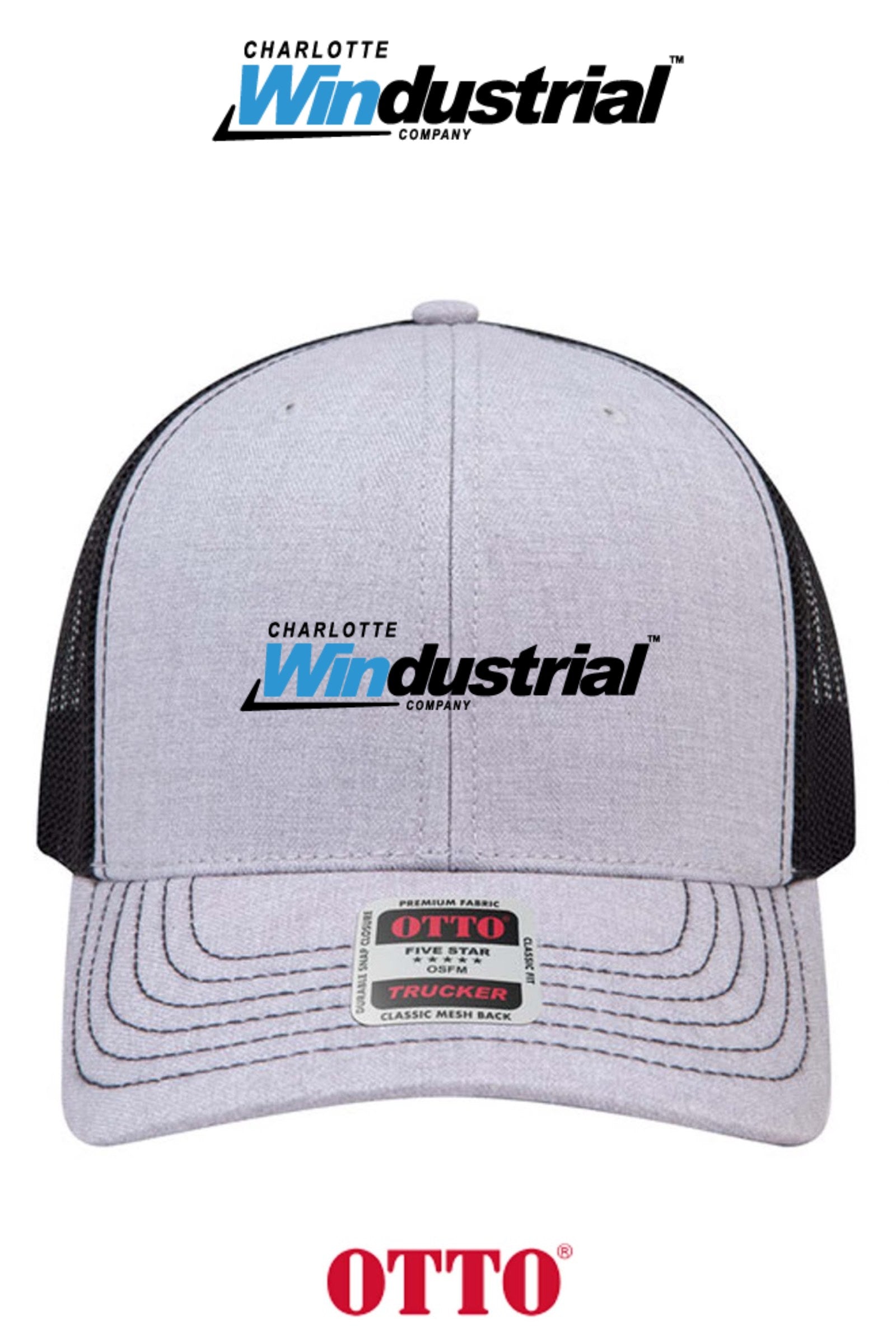 **BULK BUY SPECIAL** OTTO CAP® 6 Panel Mid Profile Mesh Back Trucker Hat - Charlotte Windustrial