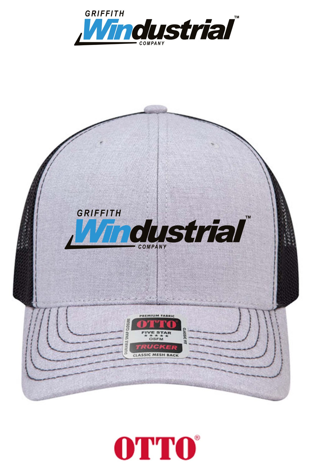 **BULK BUY SPECIAL** OTTO CAP® 6 Panel Mid Profile Mesh Back Trucker Hat - Griffith Windustrial