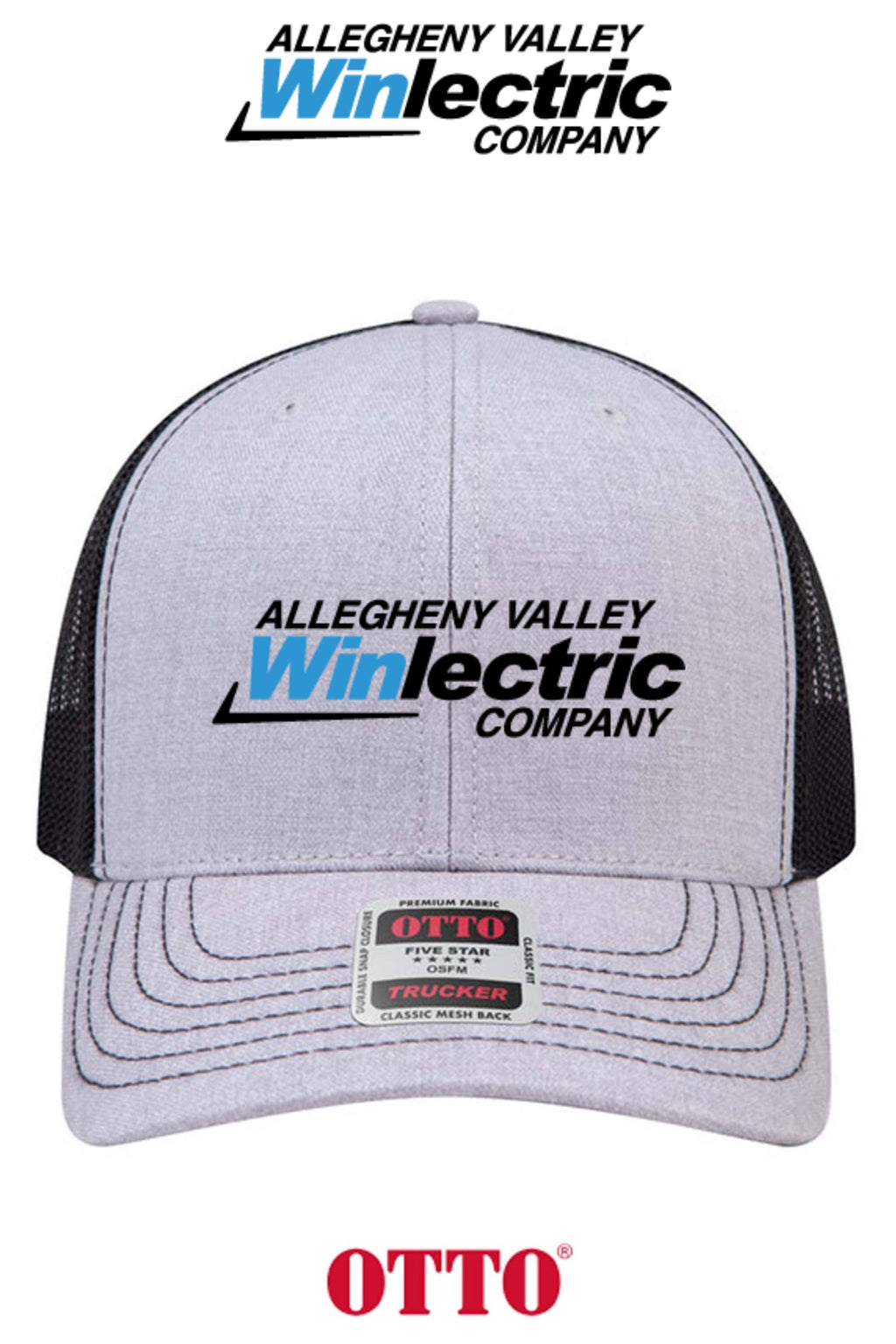 **BULK BUY SPECIAL** OTTO CAP® 6 Panel Mid Profile Mesh Back Trucker Hat - Allegheny Valley Winlectric