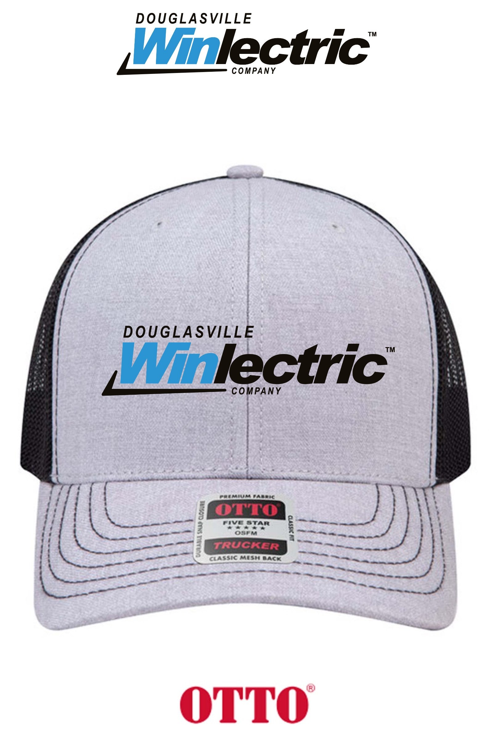 **BULK BUY SPECIAL** OTTO CAP® 6 Panel Mid Profile Mesh Back Trucker Hat - Douglasville Winlectric
