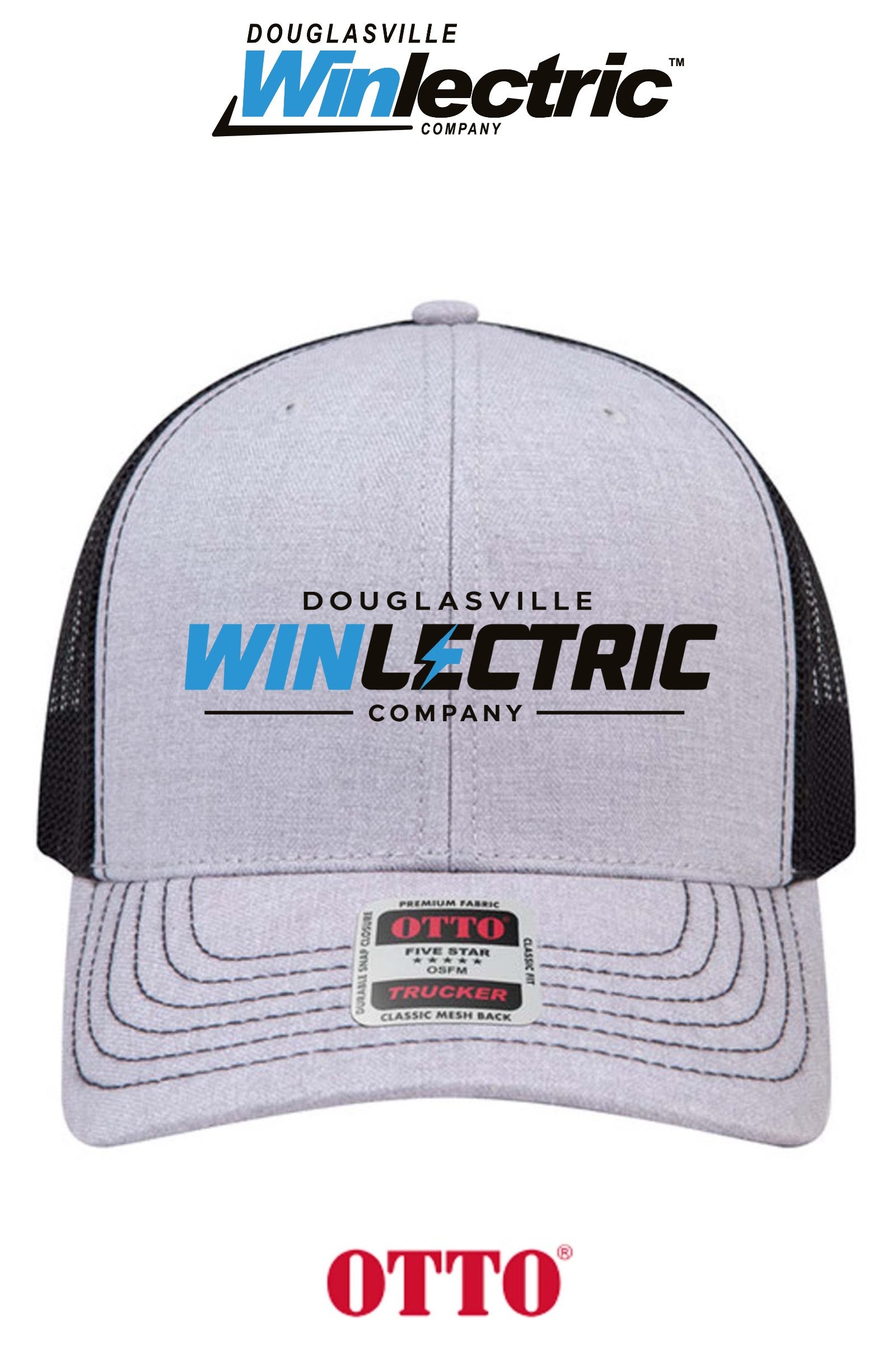 **BULK BUY SPECIAL** OTTO CAP® 6 Panel Mid Profile Mesh Back Trucker Hat - Douglasville Winlectric