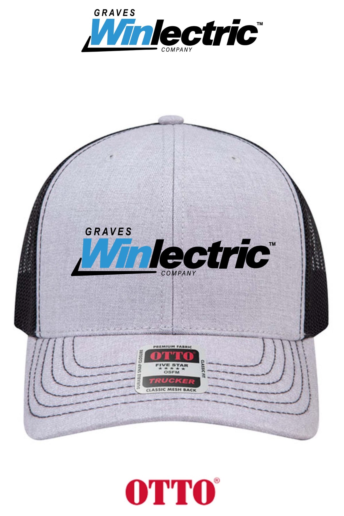 **BULK BUY SPECIAL** OTTO CAP® 6 Panel Mid Profile Mesh Back Trucker Hat - Graves Winlectric