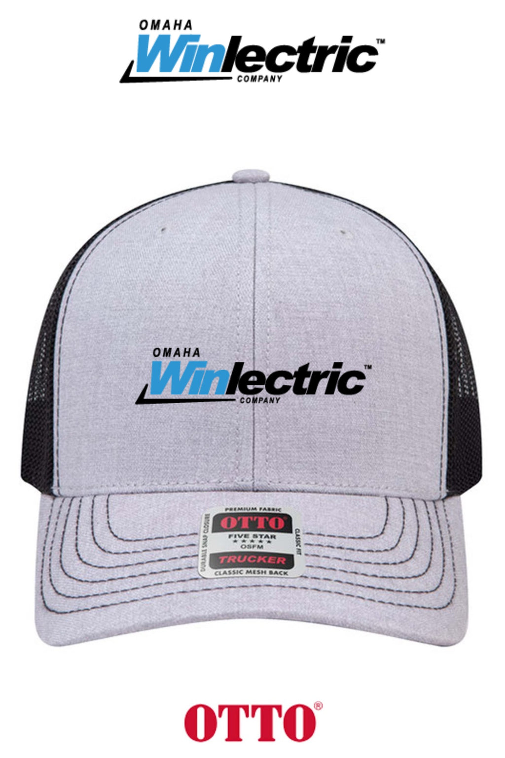 **BULK BUY SPECIAL** OTTO CAP® 6 Panel Mid Profile Mesh Back Trucker Hat - Omaha Winlectric