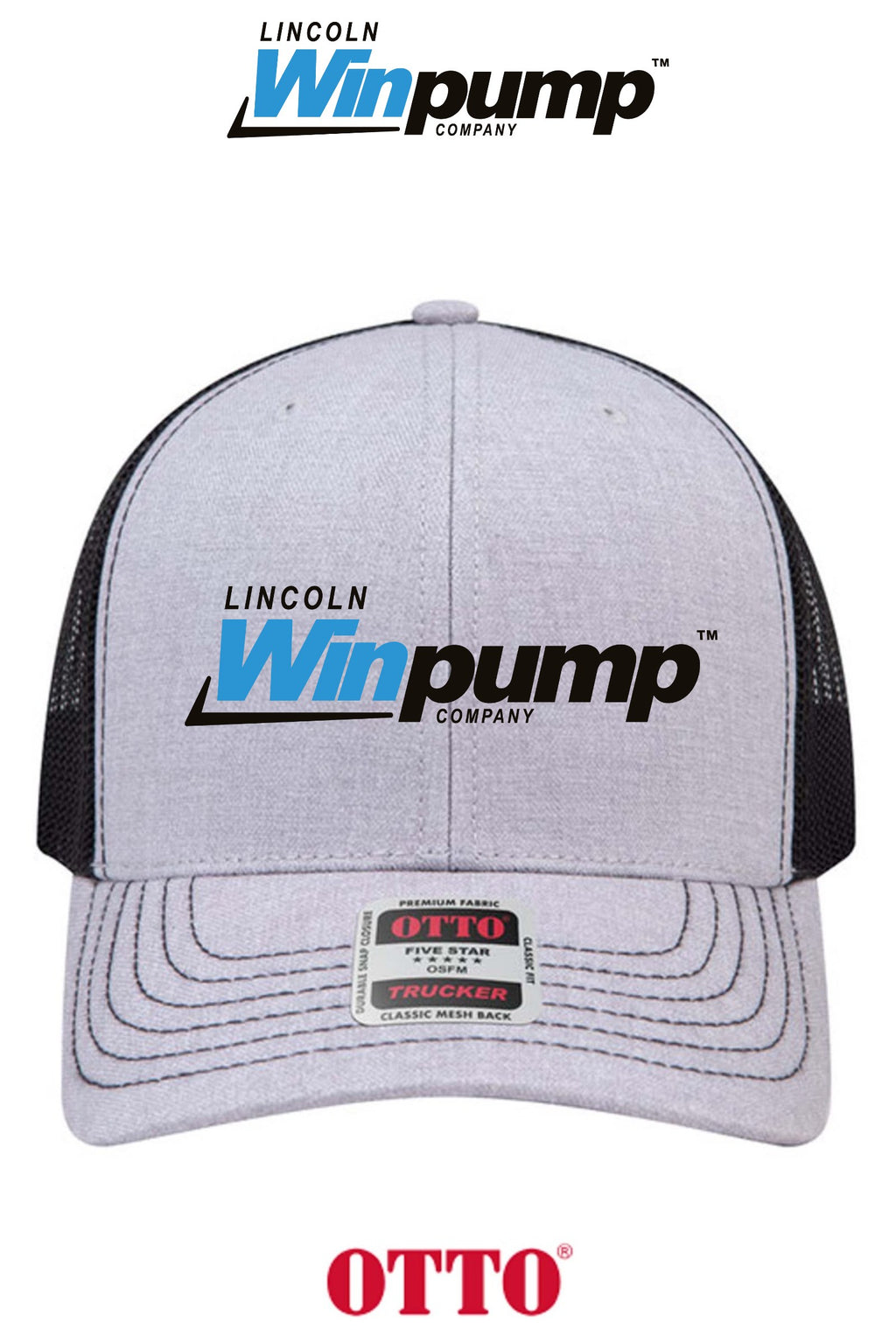 **BULK BUY SPECIAL** OTTO CAP® 6 Panel Mid Profile Mesh Back Trucker Hat - Lincoln Winpump