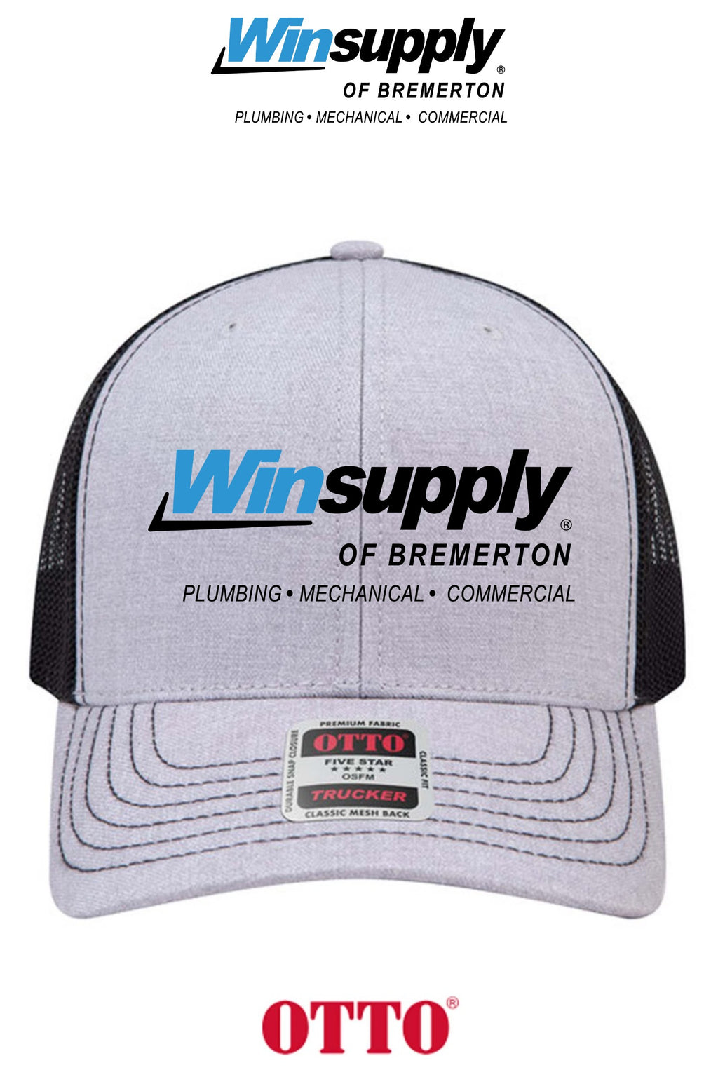 **BULK BUY SPECIAL** OTTO CAP® 6 Panel Mid Profile Mesh Back Trucker Hat - Winsupply Bremerton WA CO.