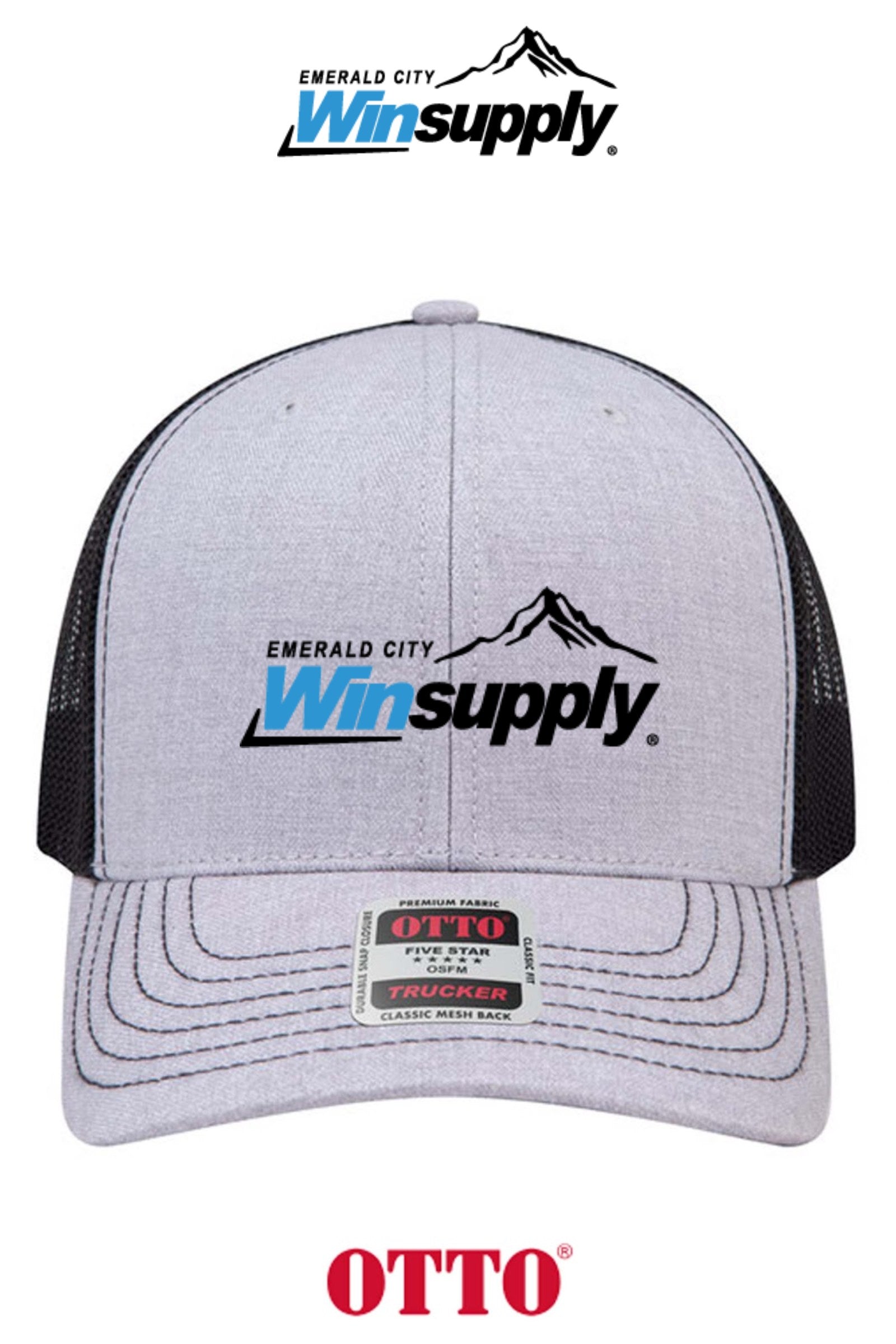**BULK BUY SPECIAL** OTTO CAP® 6 Panel Mid Profile Mesh Back Trucker Hat - Winsupply Emerald City