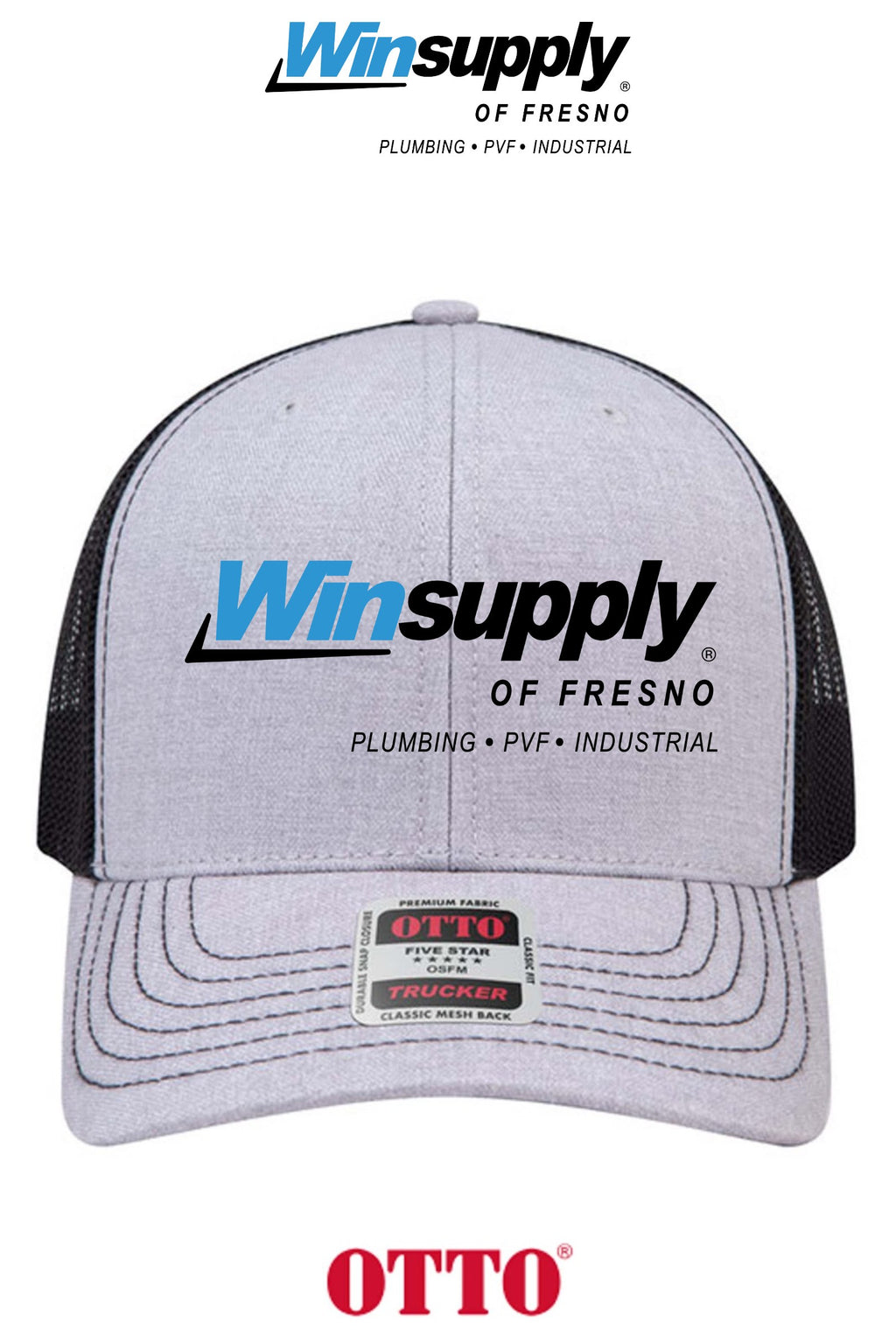 **BULK BUY SPECIAL** OTTO CAP® 6 Panel Mid Profile Mesh Back Trucker Hat - Winsupply Fresno County