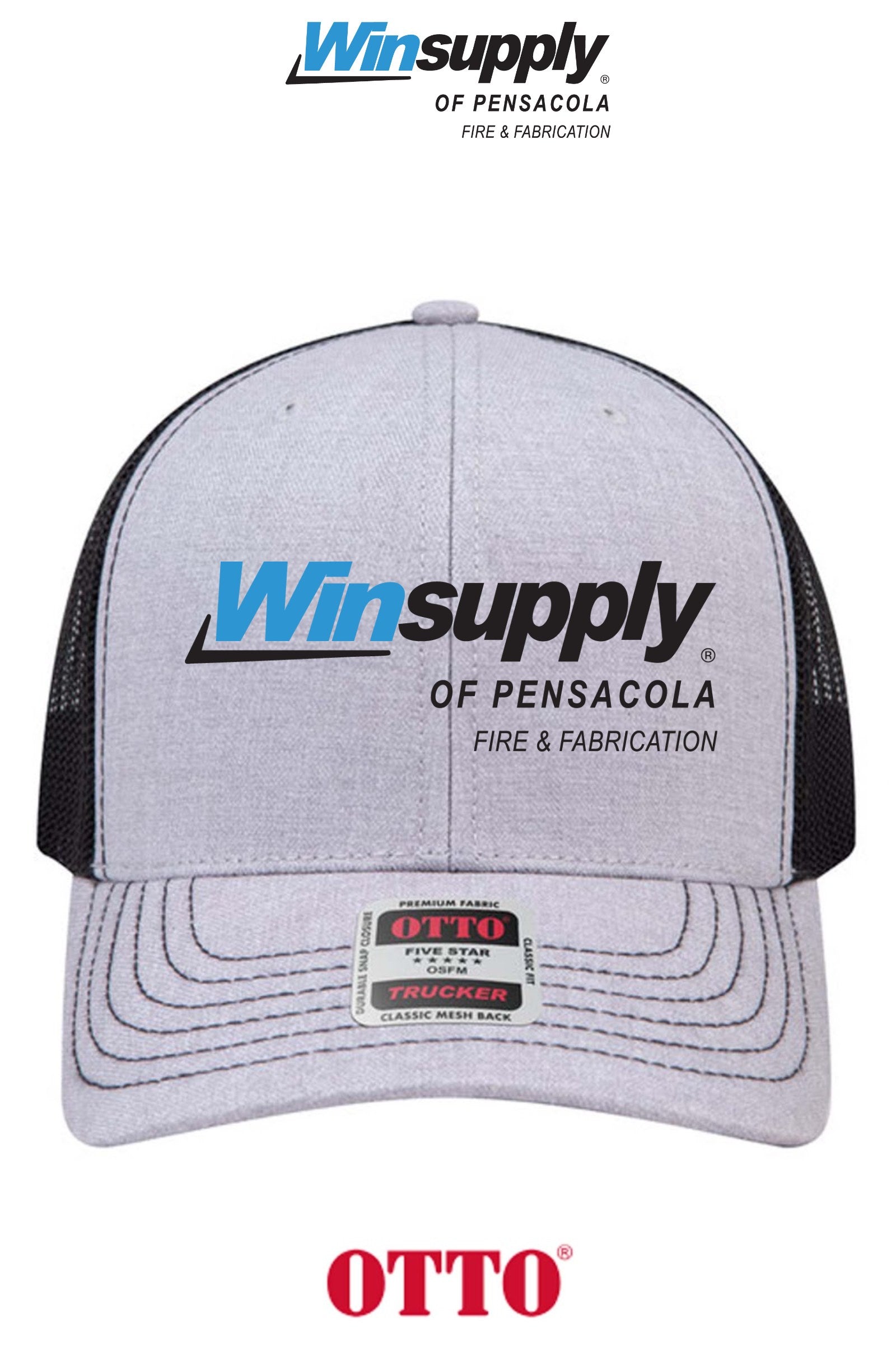 **BULK BUY SPECIAL** OTTO CAP® 6 Panel Mid Profile Mesh Back Trucker Hat - Winsupply Pensacola Fire & Fabrication