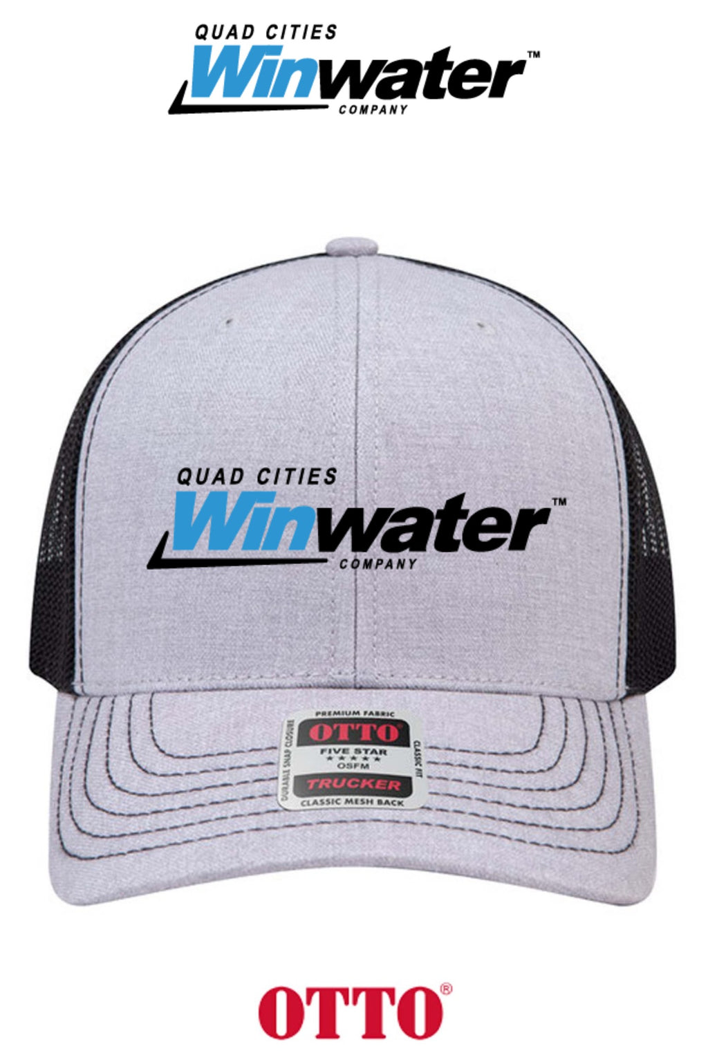 **BULK BUY SPECIAL** OTTO CAP® 6 Panel Mid Profile Mesh Back Trucker Hat - Quad Cities Winwater