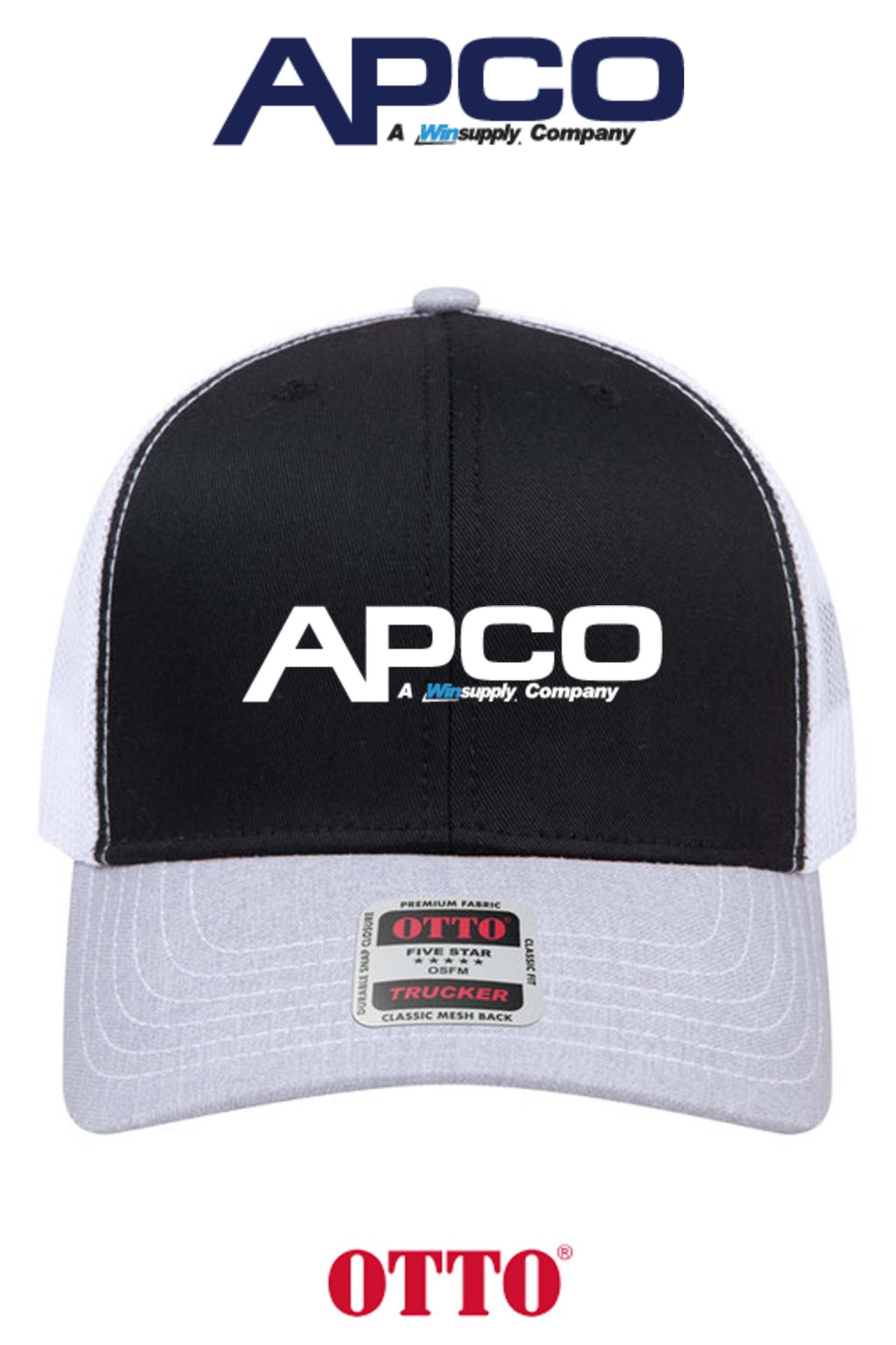 **BULK BUY SPECIAL** OTTO CAP® 6 Panel Mid Profile Mesh Back Trucker Hat - APCO Supply - Indianapolis