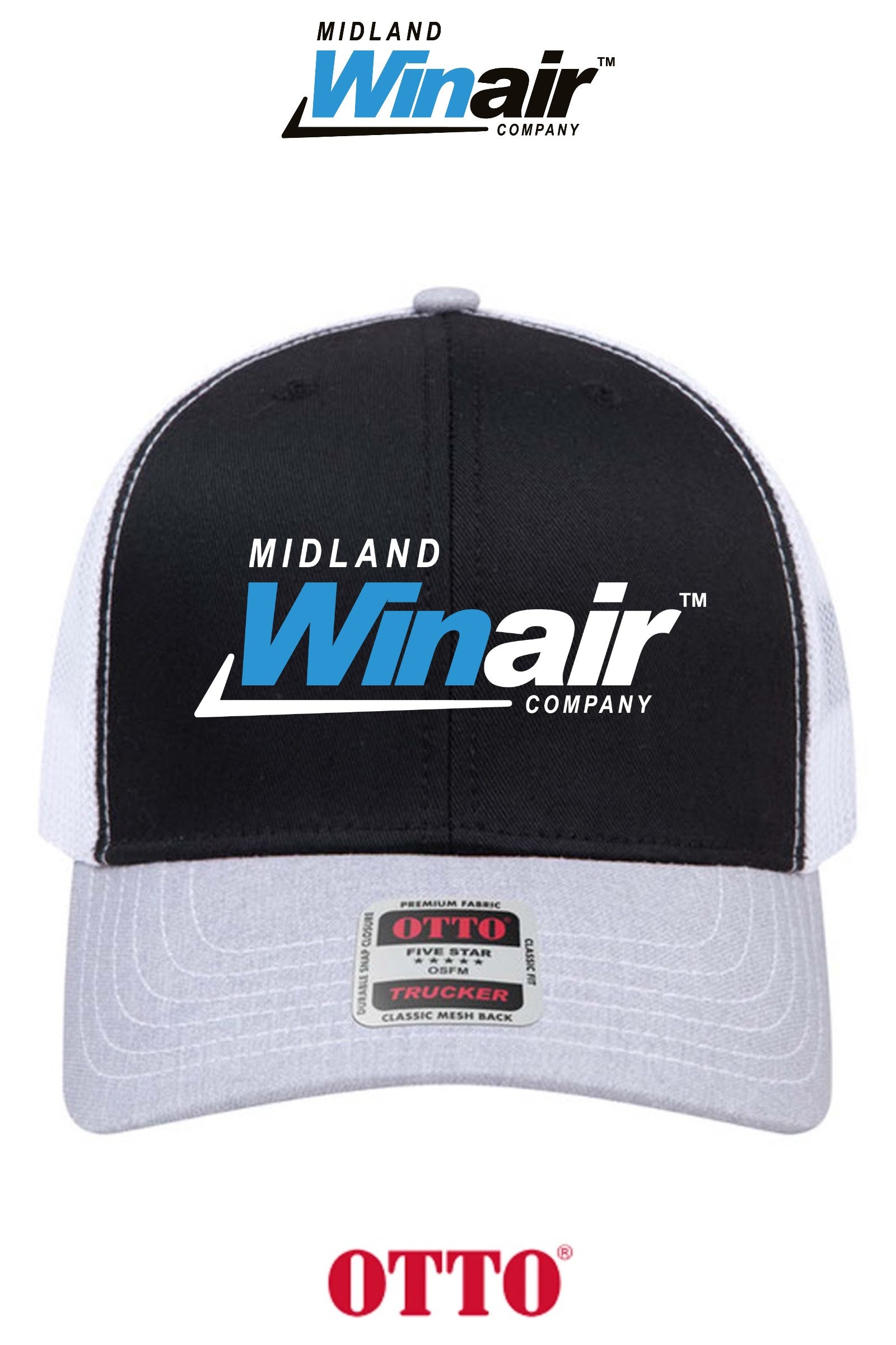 **BULK BUY SPECIAL** OTTO CAP® 6 Panel Mid Profile Mesh Back Trucker Hat - Midland Winair