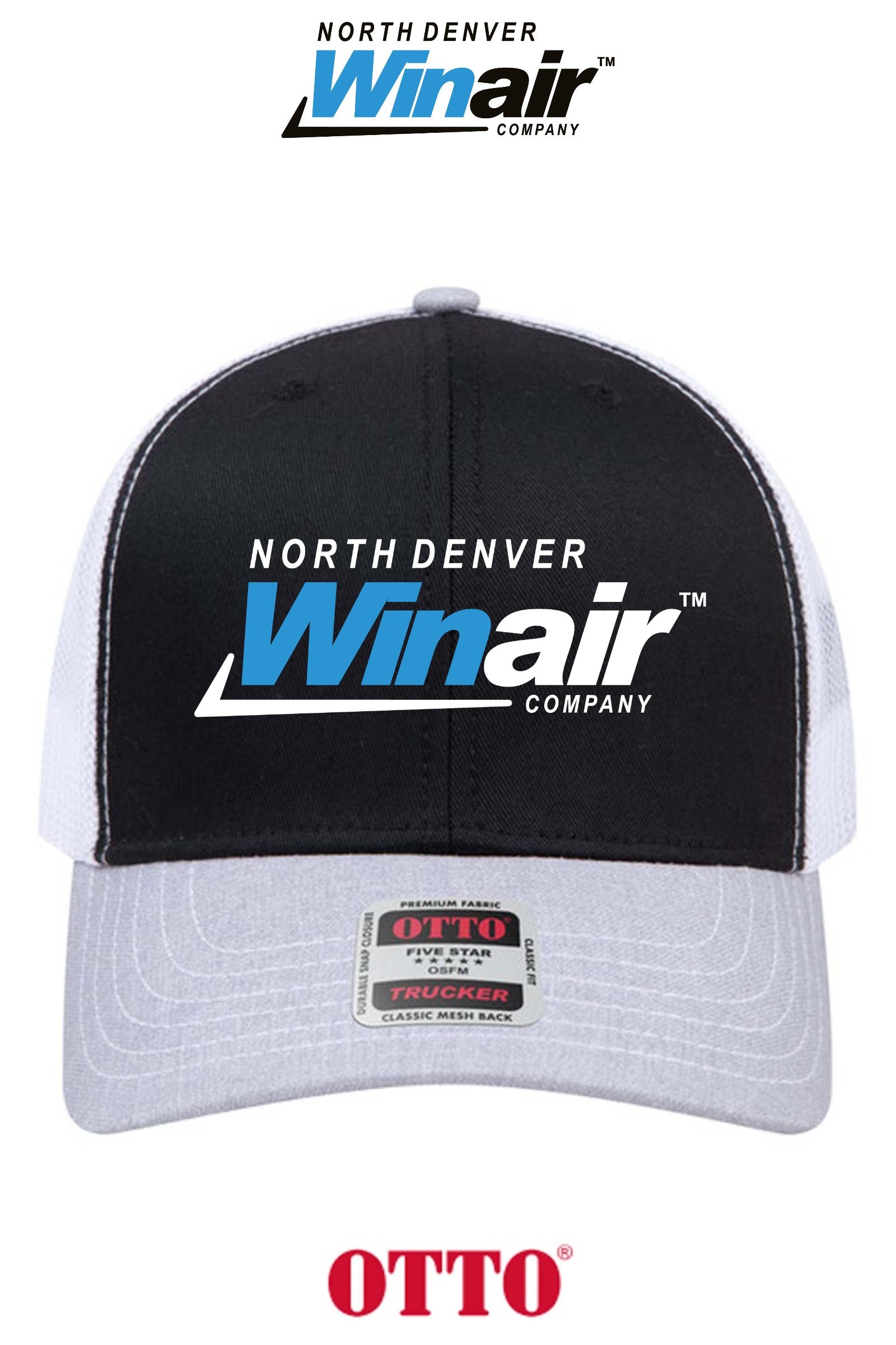 **BULK BUY SPECIAL** OTTO CAP® 6 Panel Mid Profile Mesh Back Trucker Hat - North Denver Winair