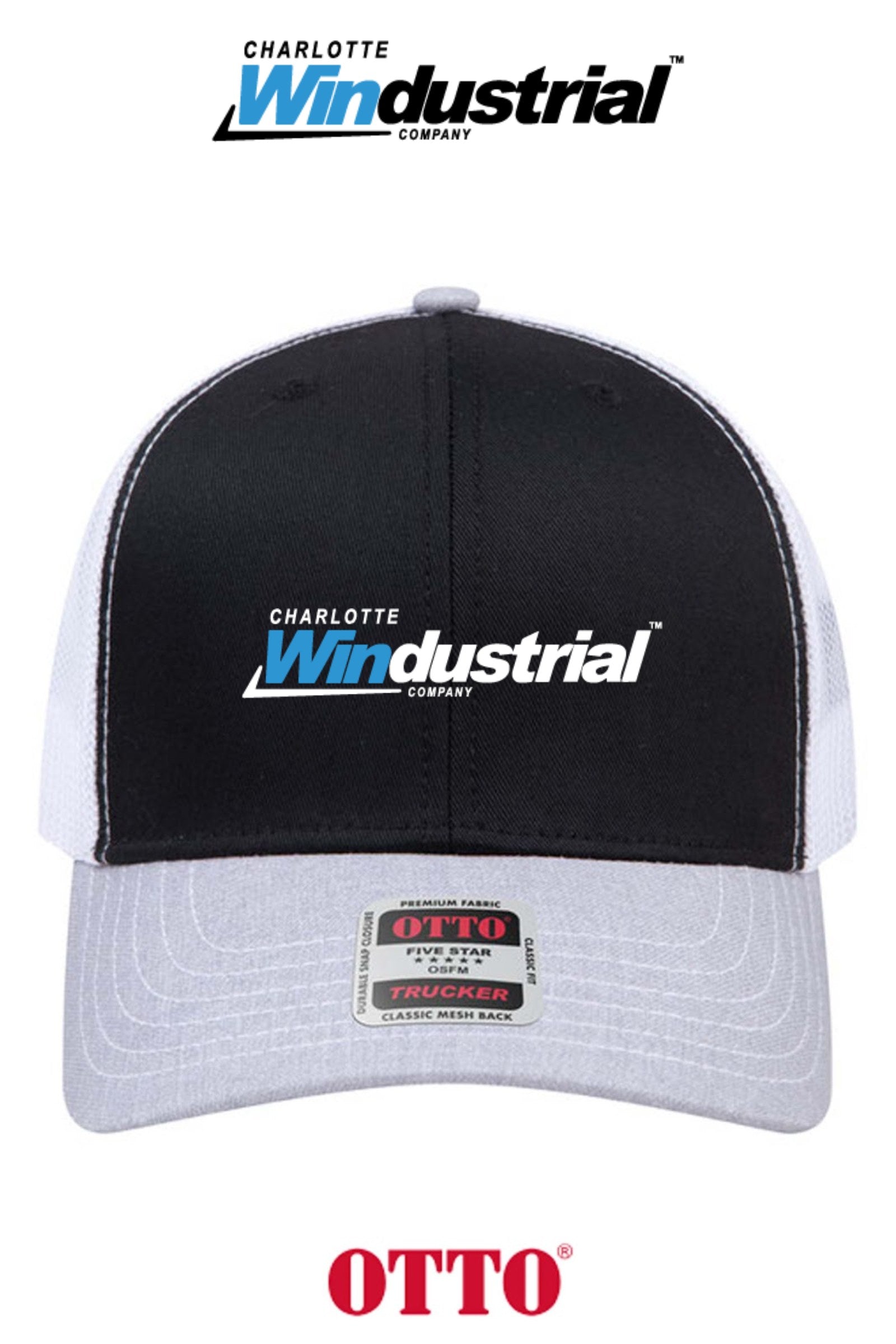 **BULK BUY SPECIAL** OTTO CAP® 6 Panel Mid Profile Mesh Back Trucker Hat - Charlotte Windustrial