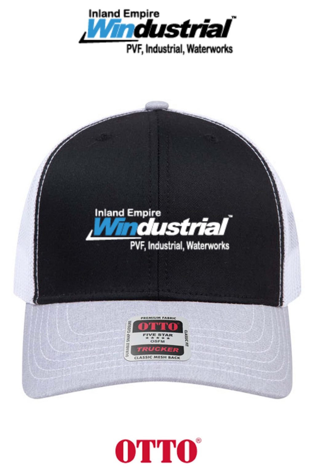 **BULK BUY SPECIAL** OTTO CAP® 6 Panel Mid Profile Mesh Back Trucker Hat - Inland Empire Windustrial