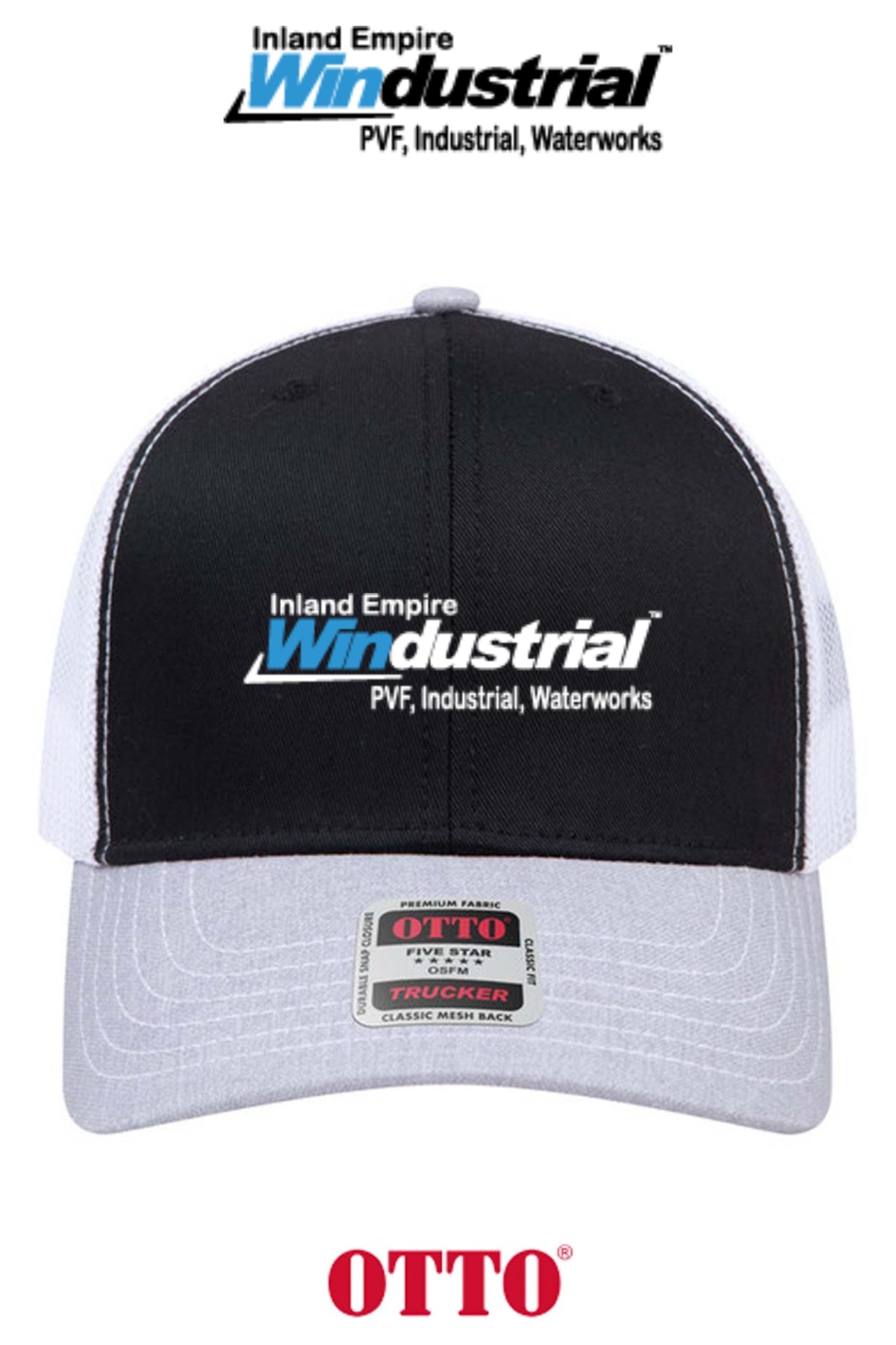 **BULK BUY SPECIAL** OTTO CAP® 6 Panel Mid Profile Mesh Back Trucker Hat - Inland Empire Windustrial