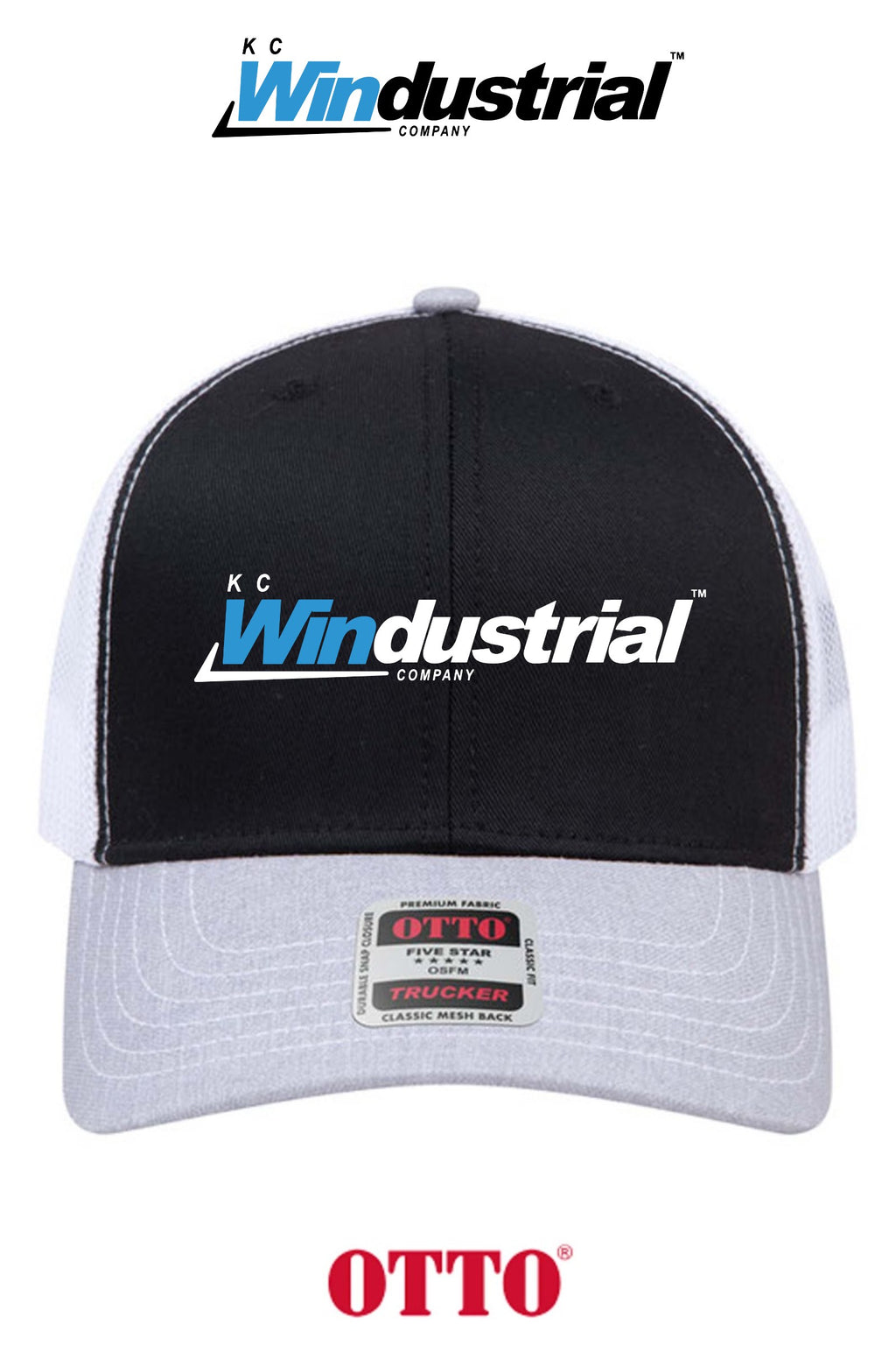 **BULK BUY SPECIAL** OTTO CAP® 6 Panel Mid Profile Mesh Back Trucker Hat - KC Windustrial