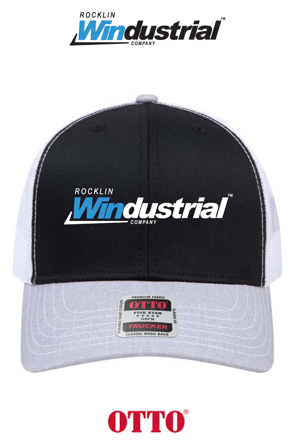**BULK BUY SPECIAL** OTTO CAP® 6 Panel Mid Profile Mesh Back Trucker Hat - Rocklin Windustrial