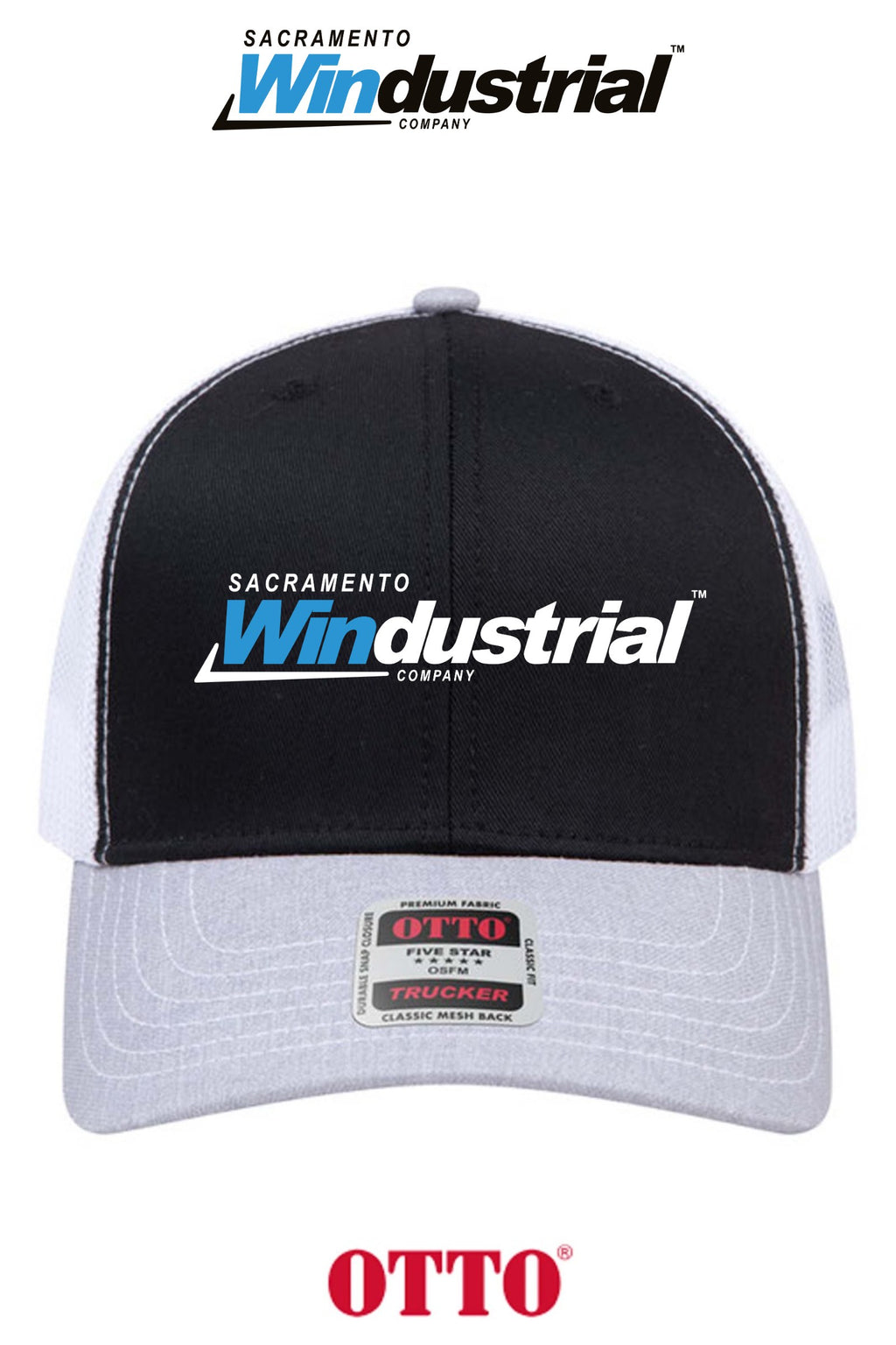 **BULK BUY SPECIAL** OTTO CAP® 6 Panel Mid Profile Mesh Back Trucker Hat - Sacramento Windustrial