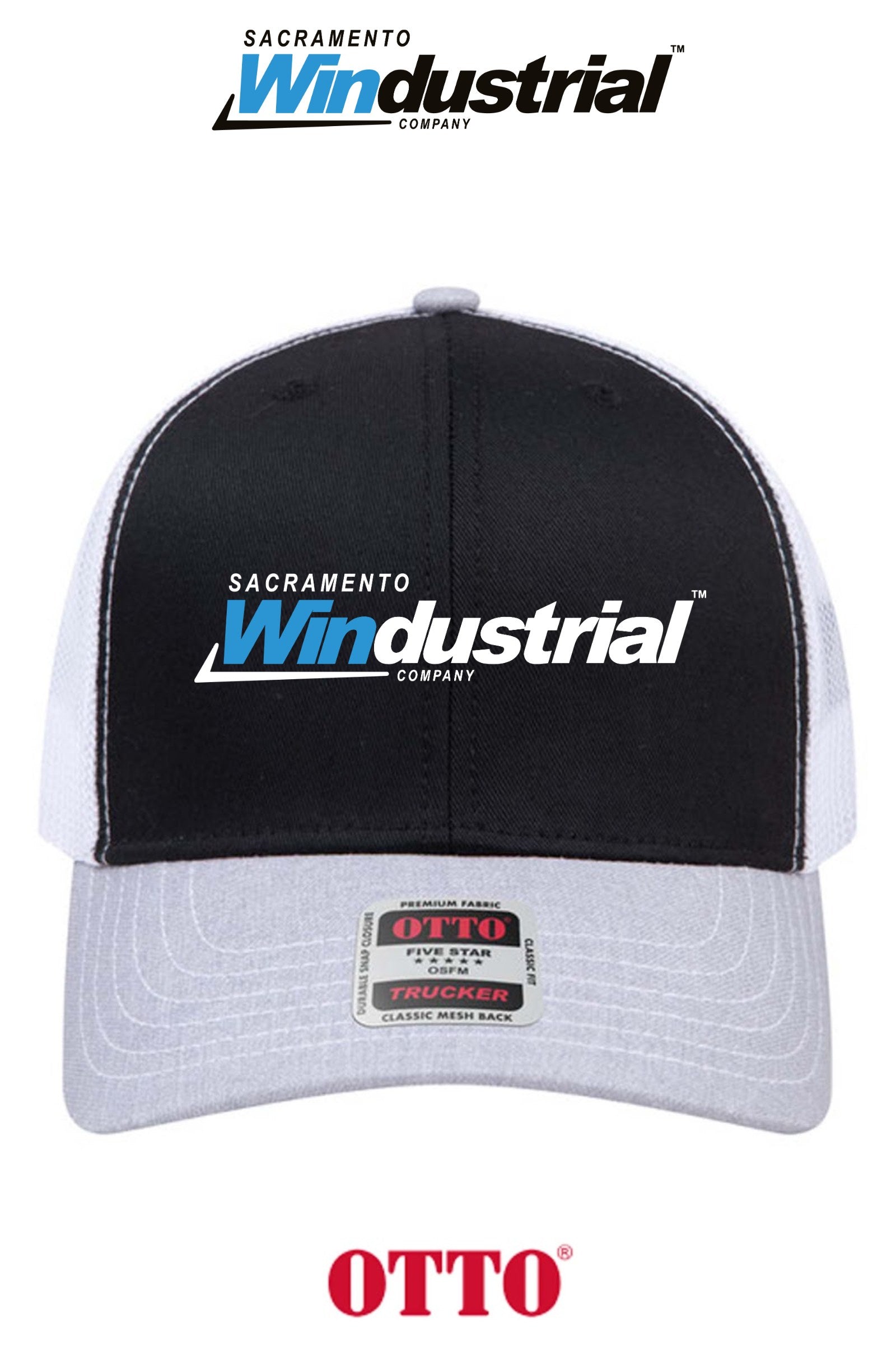 **BULK BUY SPECIAL** OTTO CAP® 6 Panel Mid Profile Mesh Back Trucker Hat - Sacramento Windustrial