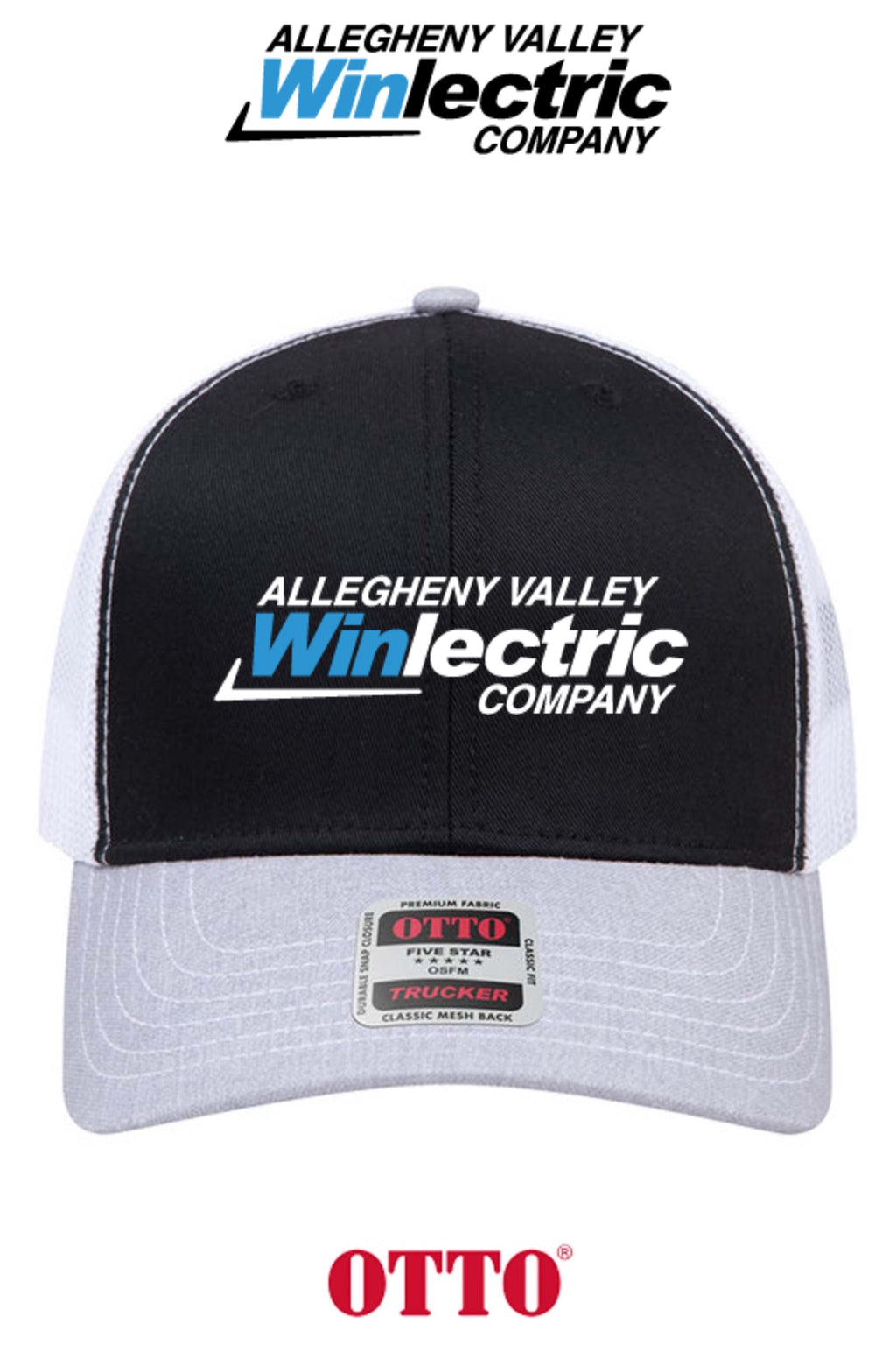 **BULK BUY SPECIAL** OTTO CAP® 6 Panel Mid Profile Mesh Back Trucker Hat - Allegheny Valley Winlectric