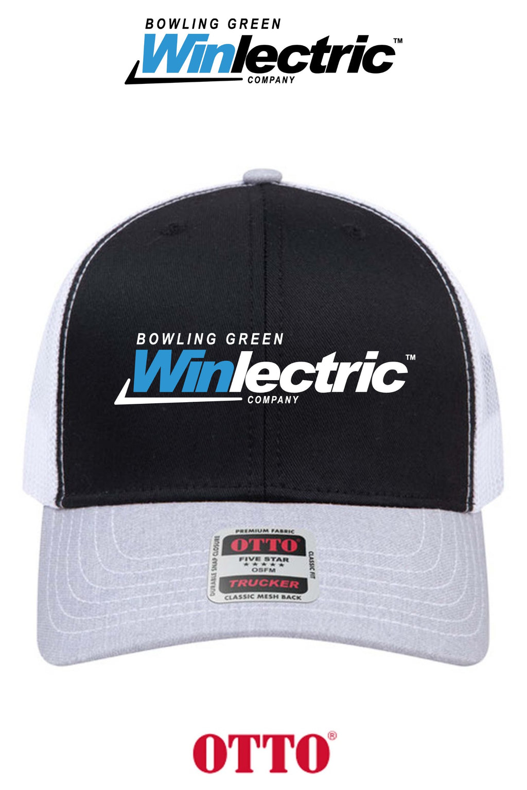 **BULK BUY SPECIAL** OTTO CAP® 6 Panel Mid Profile Mesh Back Trucker Hat - Bowling Green Winlectric