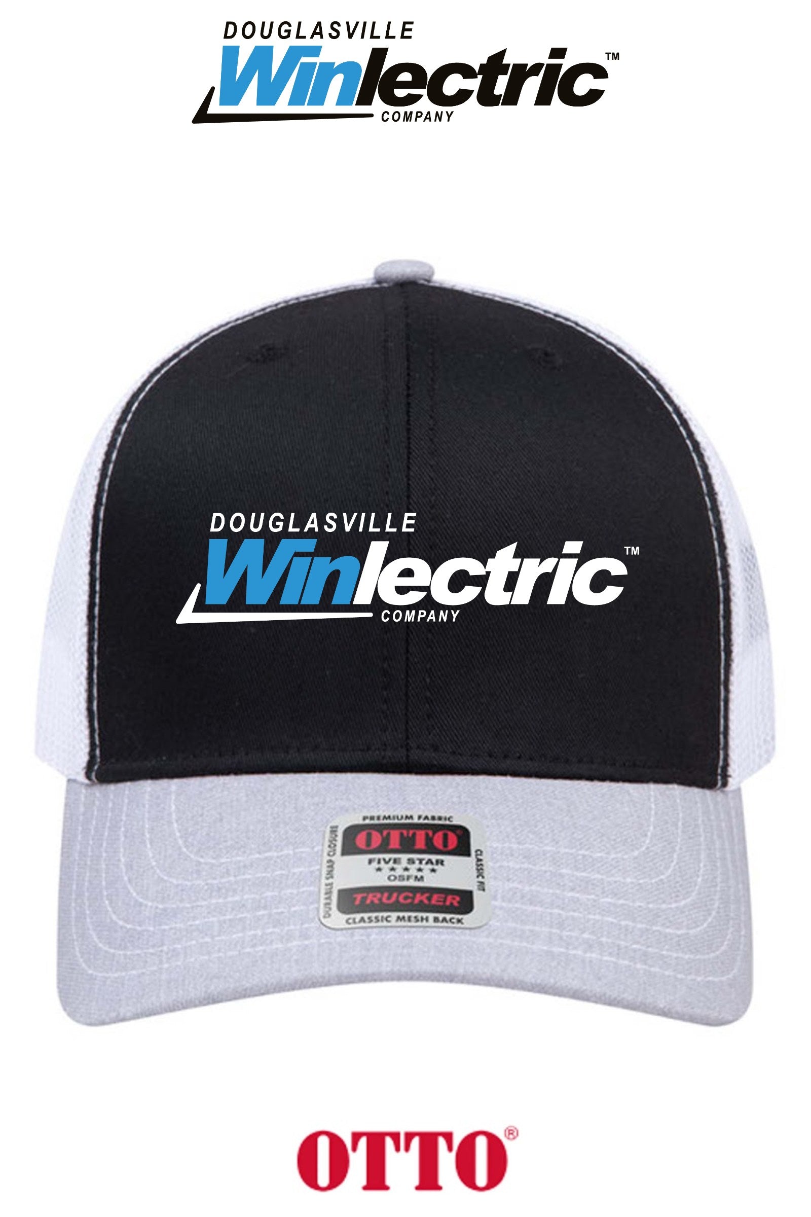 **BULK BUY SPECIAL** OTTO CAP® 6 Panel Mid Profile Mesh Back Trucker Hat - Douglasville Winlectric