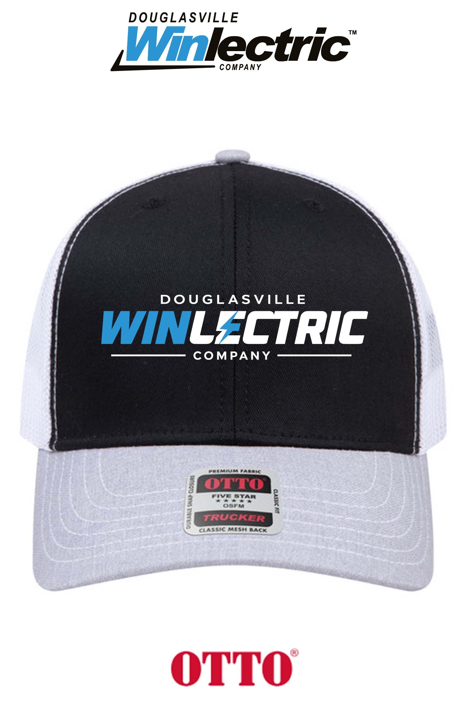 **BULK BUY SPECIAL** OTTO CAP® 6 Panel Mid Profile Mesh Back Trucker Hat - Douglasville Winlectric