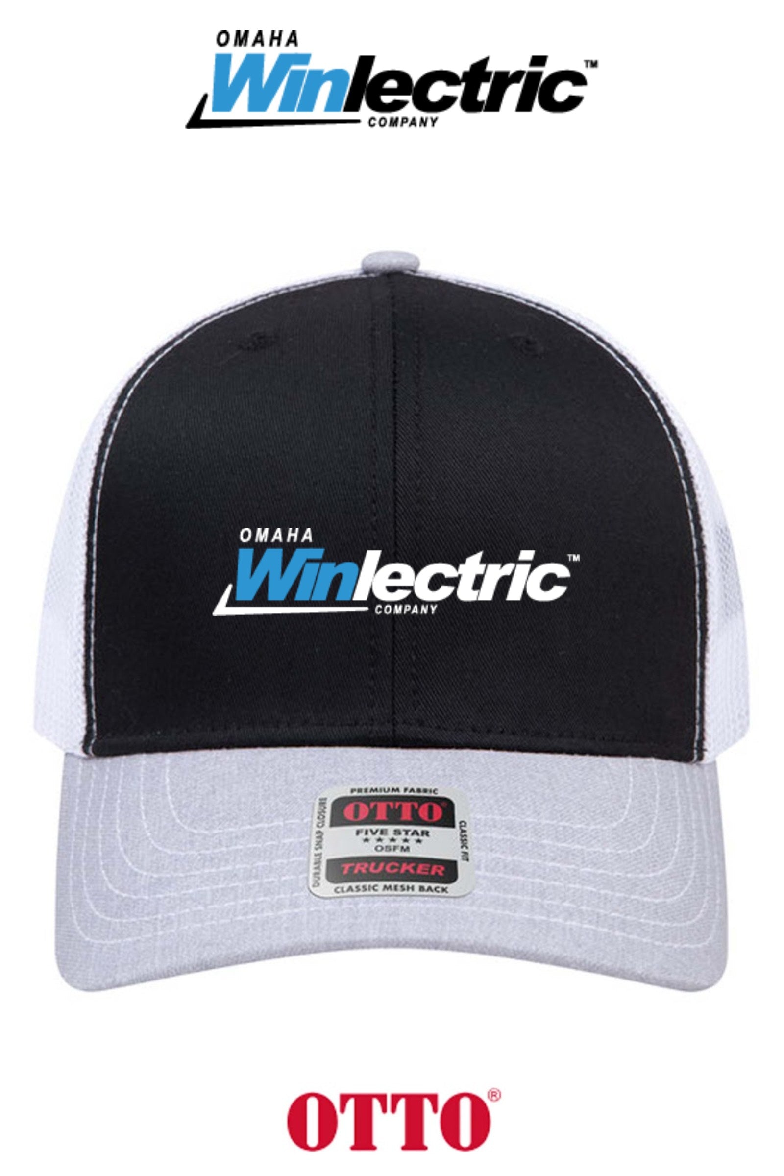 **BULK BUY SPECIAL** OTTO CAP® 6 Panel Mid Profile Mesh Back Trucker Hat - Omaha Winlectric