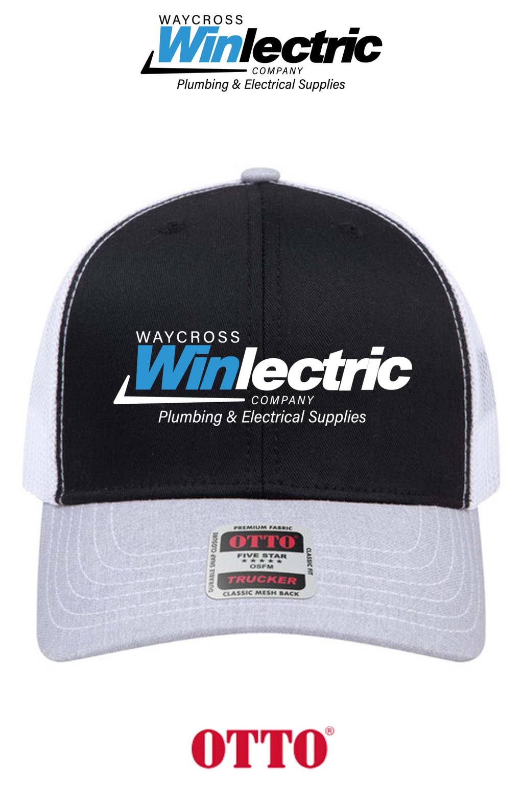 **BULK BUY SPECIAL** OTTO CAP® 6 Panel Mid Profile Mesh Back Trucker Hat - Waycross Winlectric