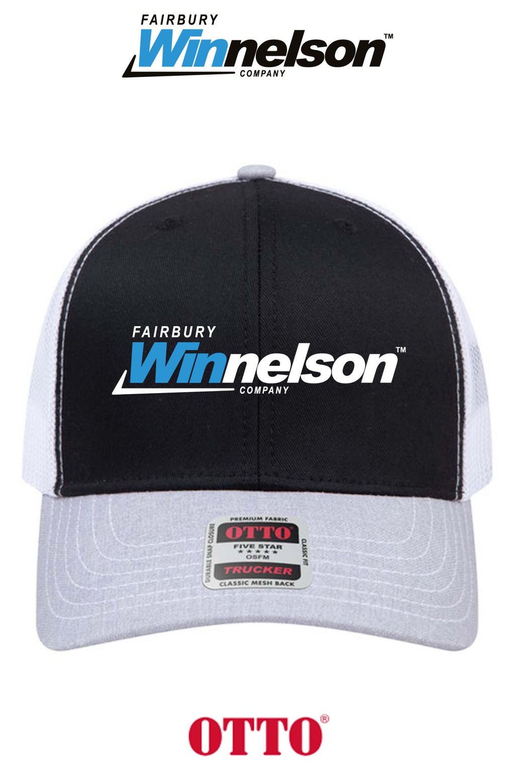 **BULK BUY SPECIAL** OTTO CAP® 6 Panel Mid Profile Mesh Back Trucker Hat - Fairbury Winnelson