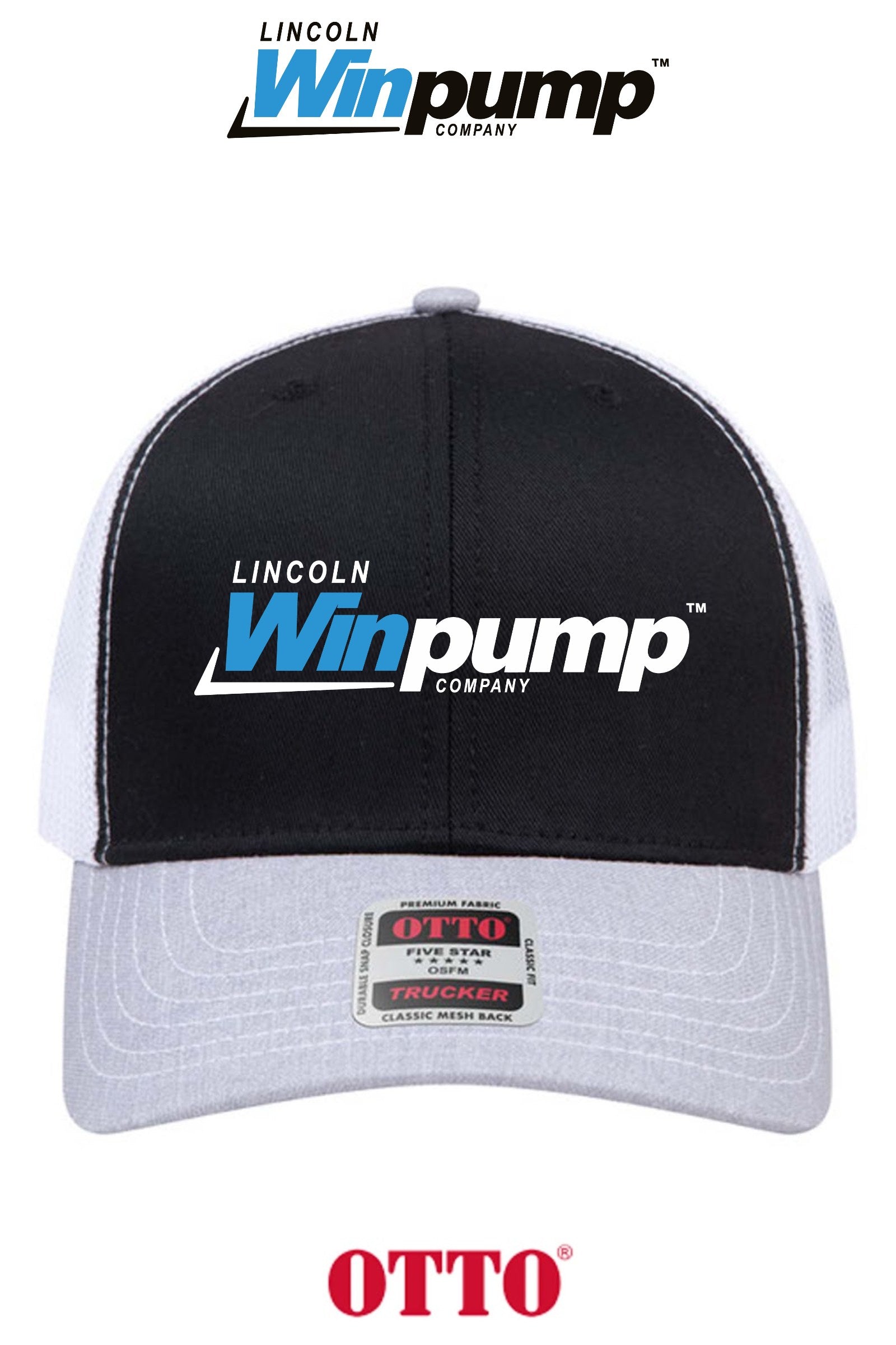 **BULK BUY SPECIAL** OTTO CAP® 6 Panel Mid Profile Mesh Back Trucker Hat - Lincoln Winpump