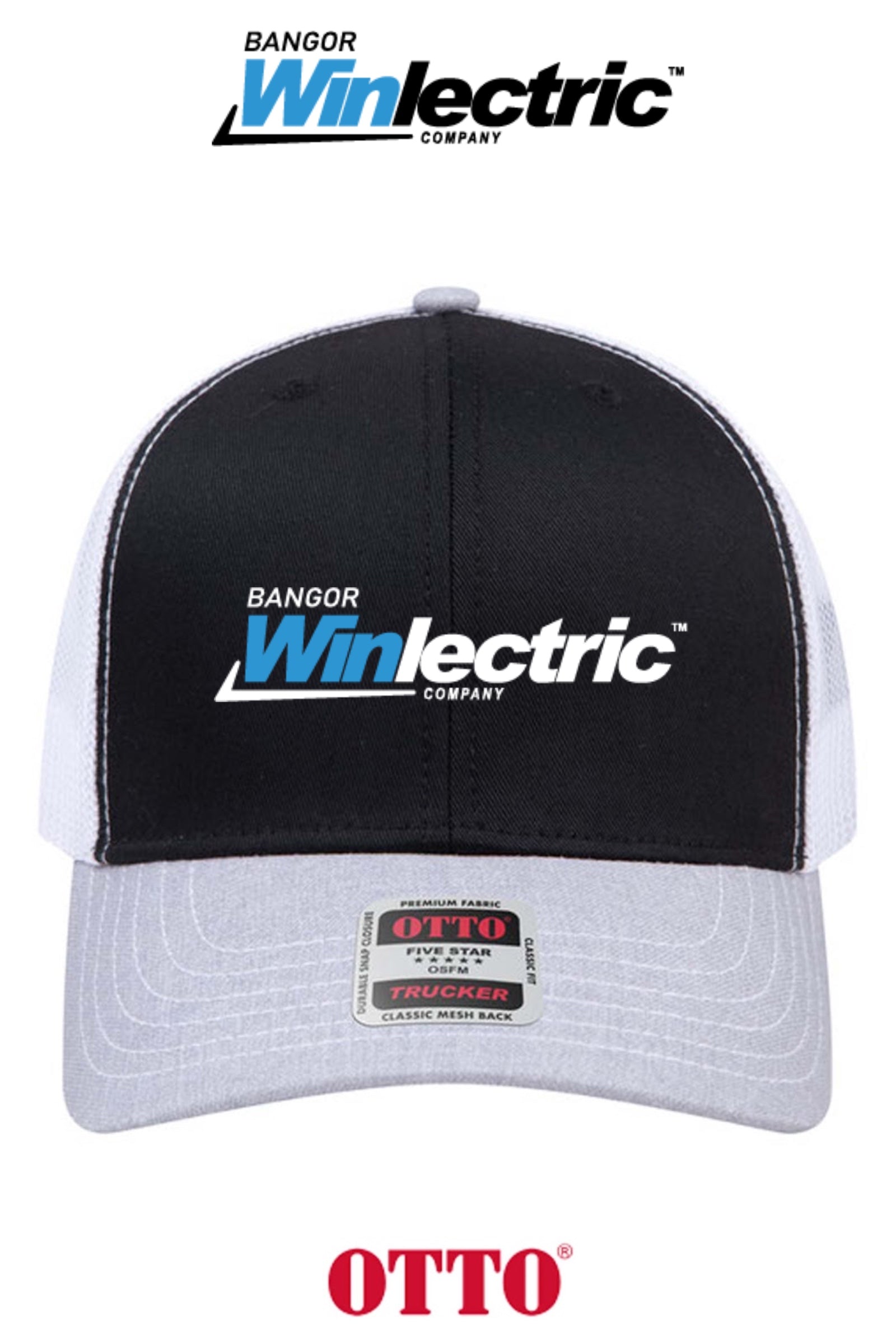**BULK BUY SPECIAL** OTTO CAP® 6 Panel Mid Profile Mesh Back Trucker Hat - Winlectric Bangor