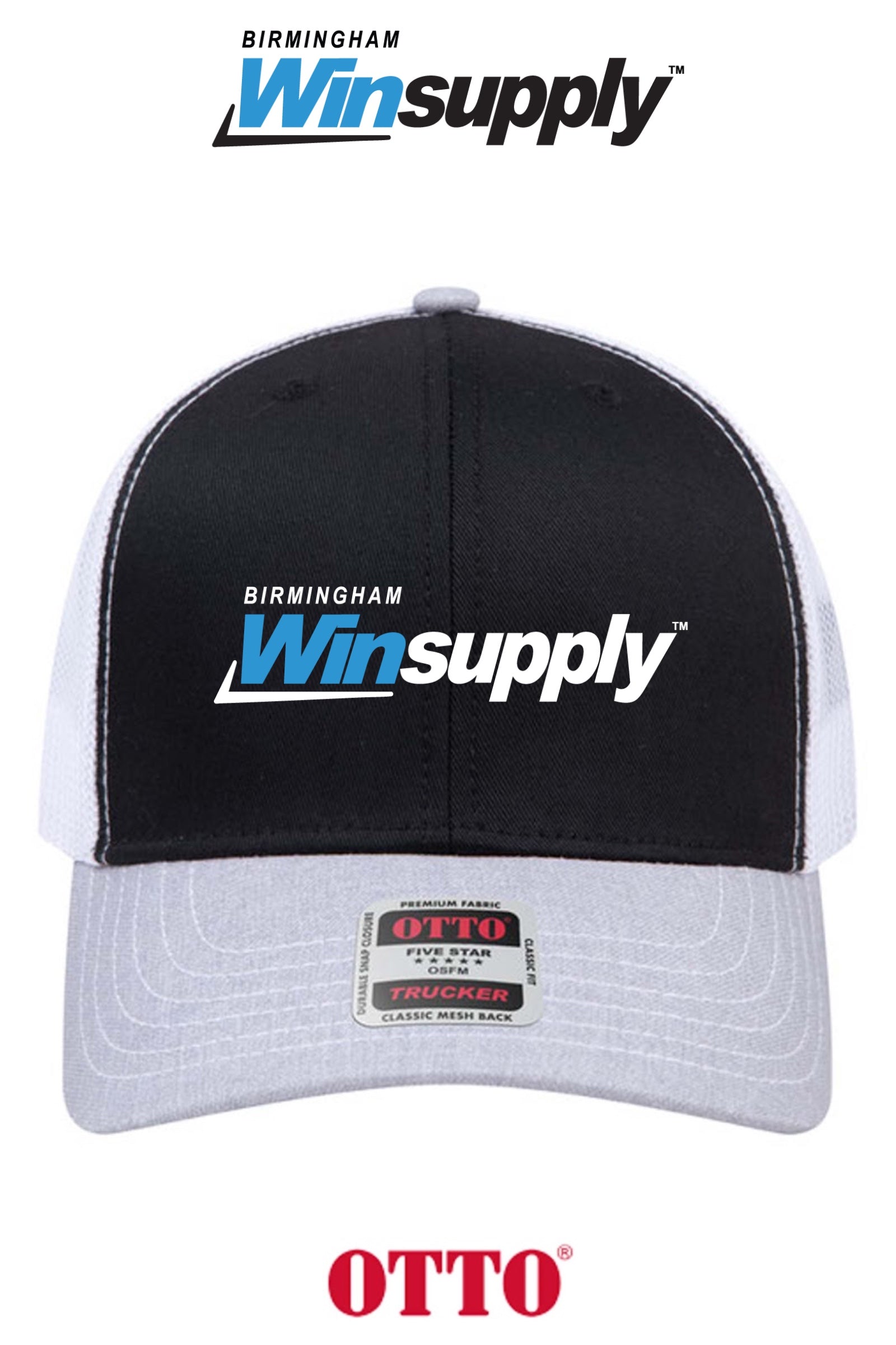 **BULK BUY SPECIAL** OTTO CAP® 6 Panel Mid Profile Mesh Back Trucker Hat - Birmingham Winsupply