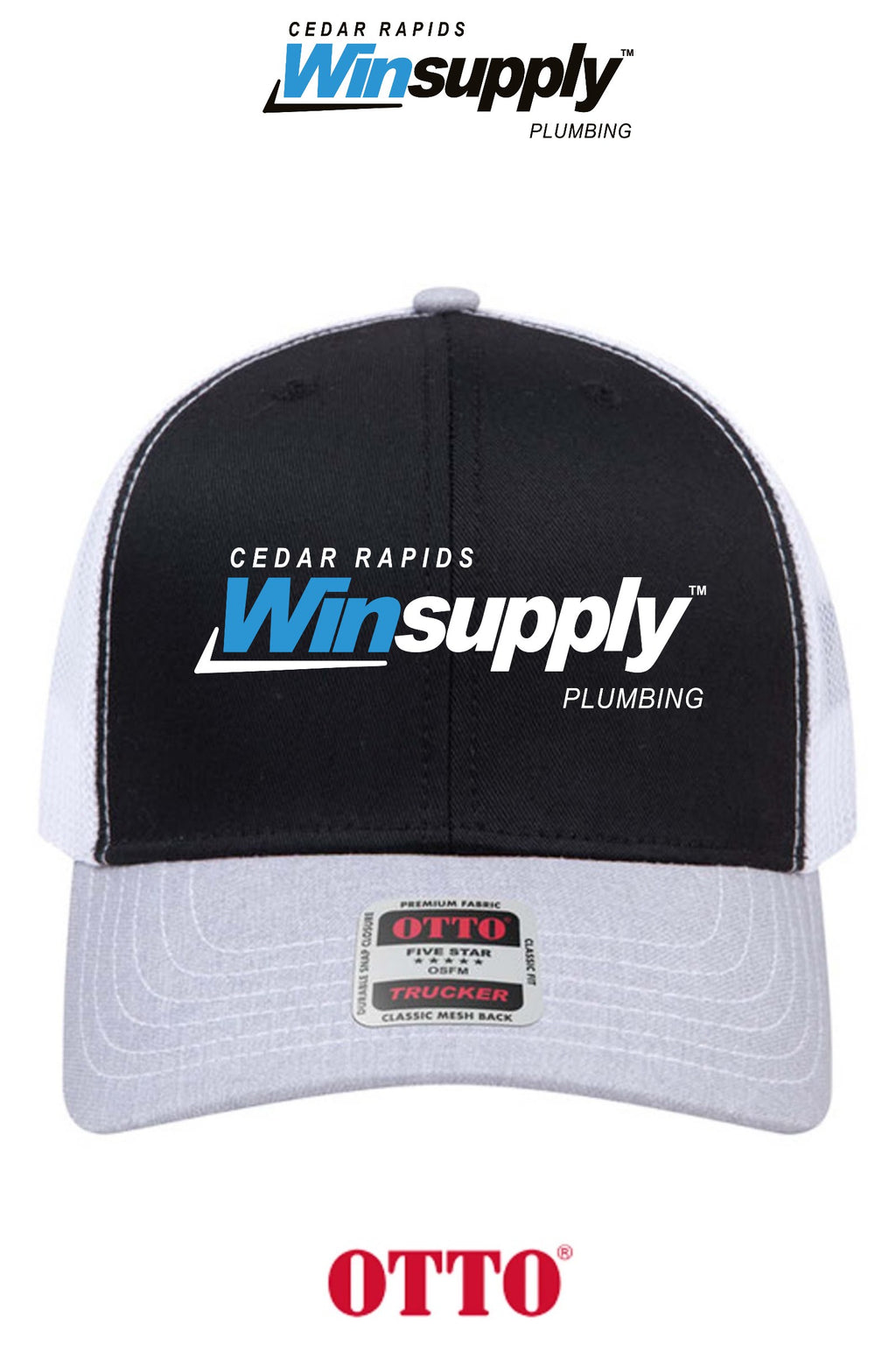 **BULK BUY SPECIAL** OTTO CAP® 6 Panel Mid Profile Mesh Back Trucker Hat - Cedar Rapids Winsupply