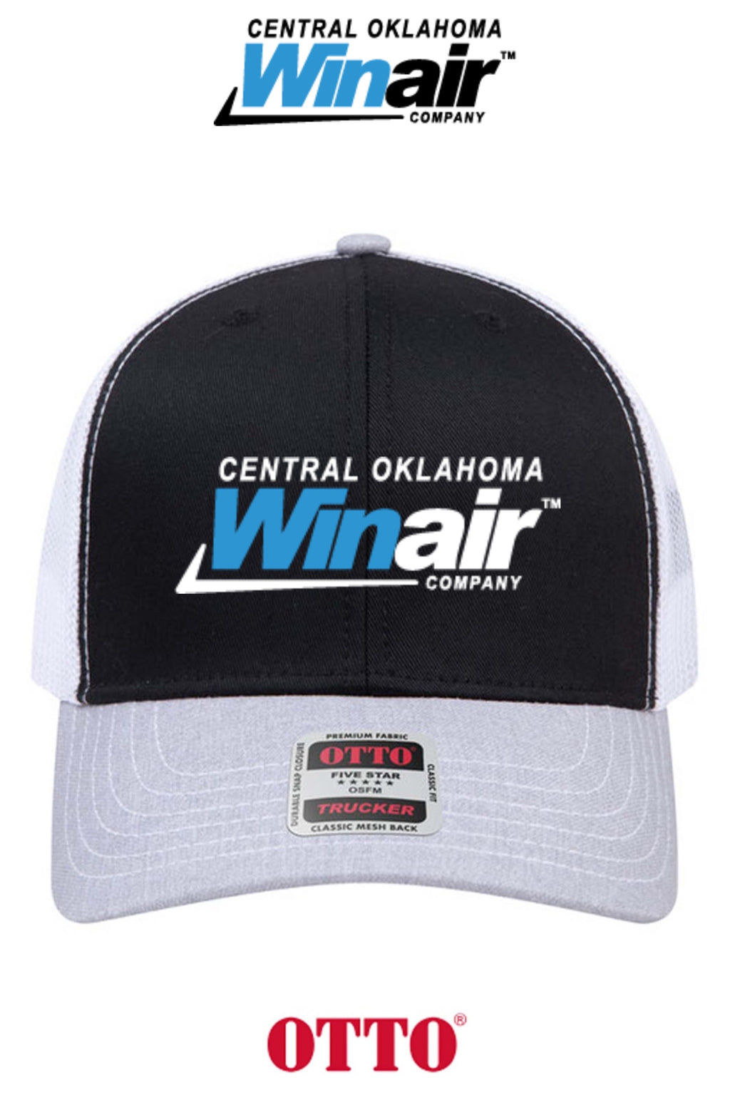**BULK BUY SPECIAL** OTTO CAP® 6 Panel Mid Profile Mesh Back Trucker Hat - Central Oklahoma Winair