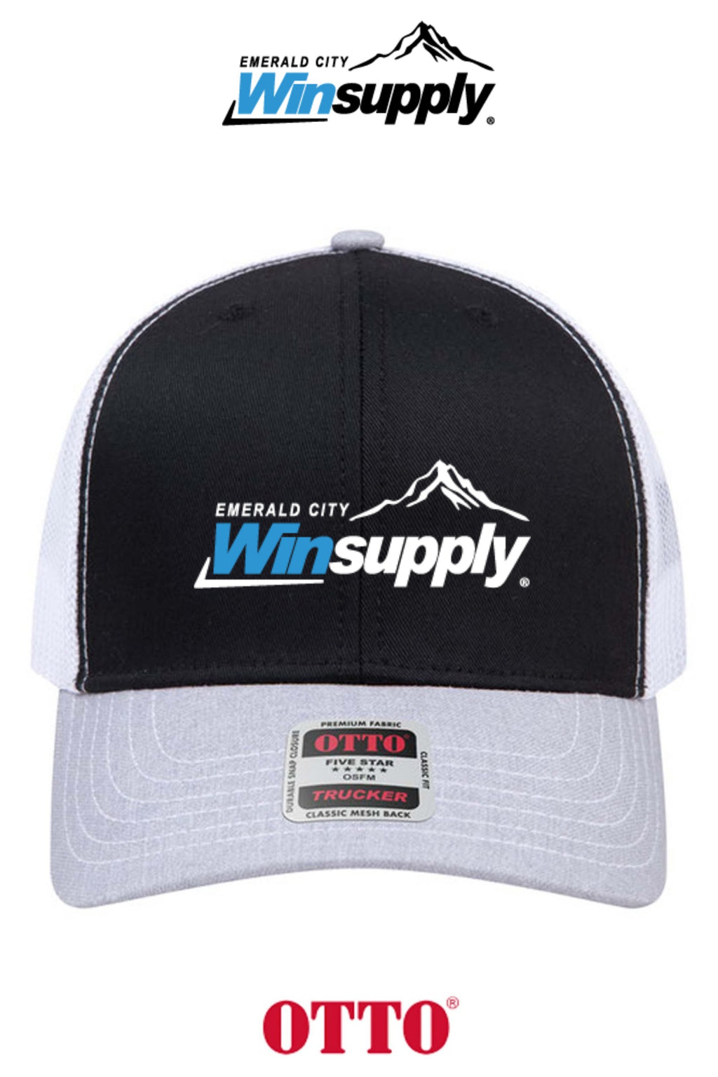**BULK BUY SPECIAL** OTTO CAP® 6 Panel Mid Profile Mesh Back Trucker Hat - Winsupply Emerald City