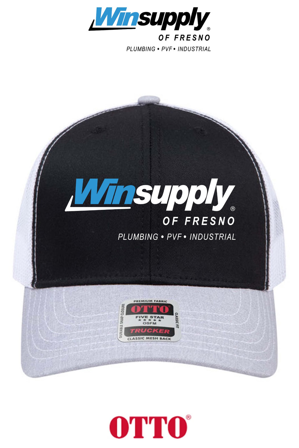**BULK BUY SPECIAL** OTTO CAP® 6 Panel Mid Profile Mesh Back Trucker Hat - Winsupply Fresno County
